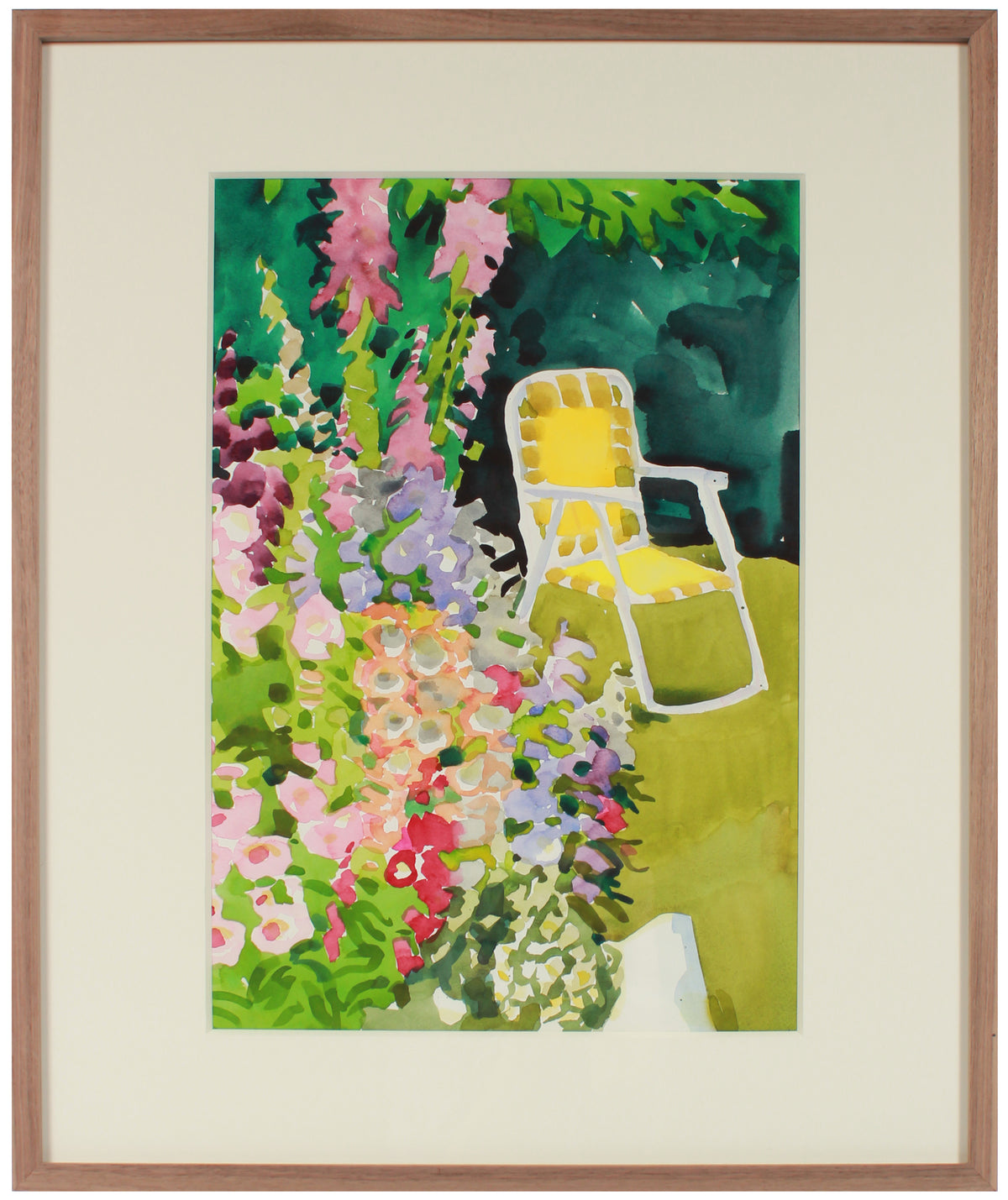 Sunny Backyard Garden &lt;br&gt;Mid-Late 20th Century Watercolor &lt;br&gt;&lt;br&gt;#A3550