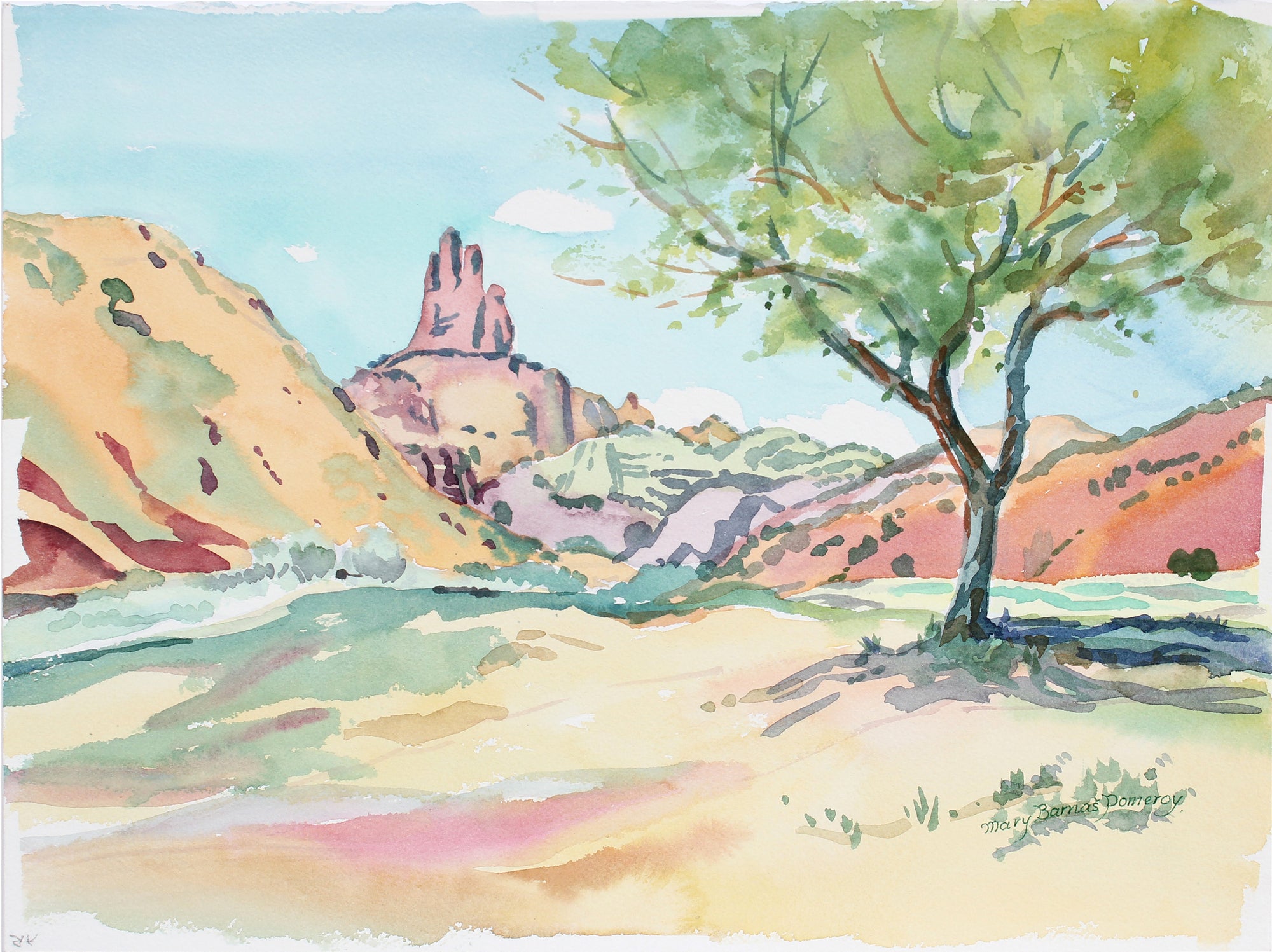 <i>Church Rock New Mexico</i> <br> May 12, 1986 Watercolor <br><br>A3607