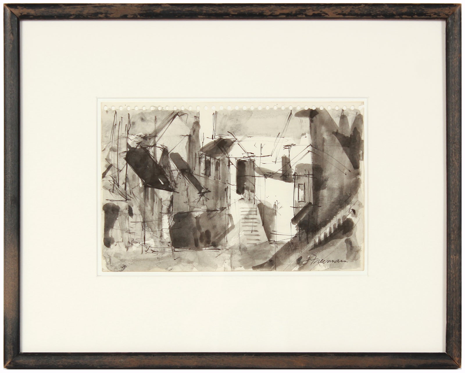 Expressionist San Francisco Homes <br>1976 Ink Wash <br><br>#A5034