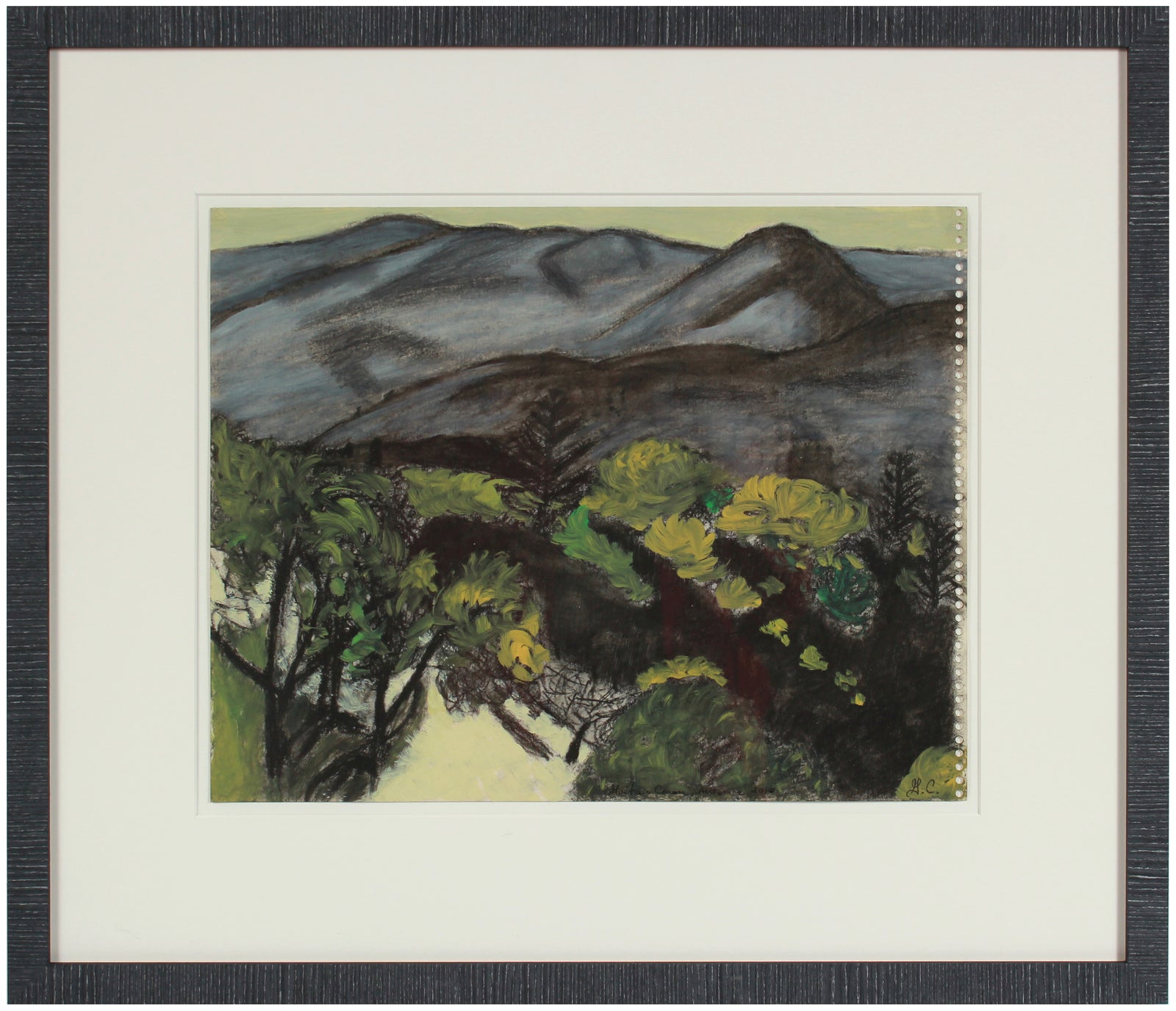<i>Black Oaks Along the Orchard</i> <br>2010 Oil & Charcoal <br><br>#A5352