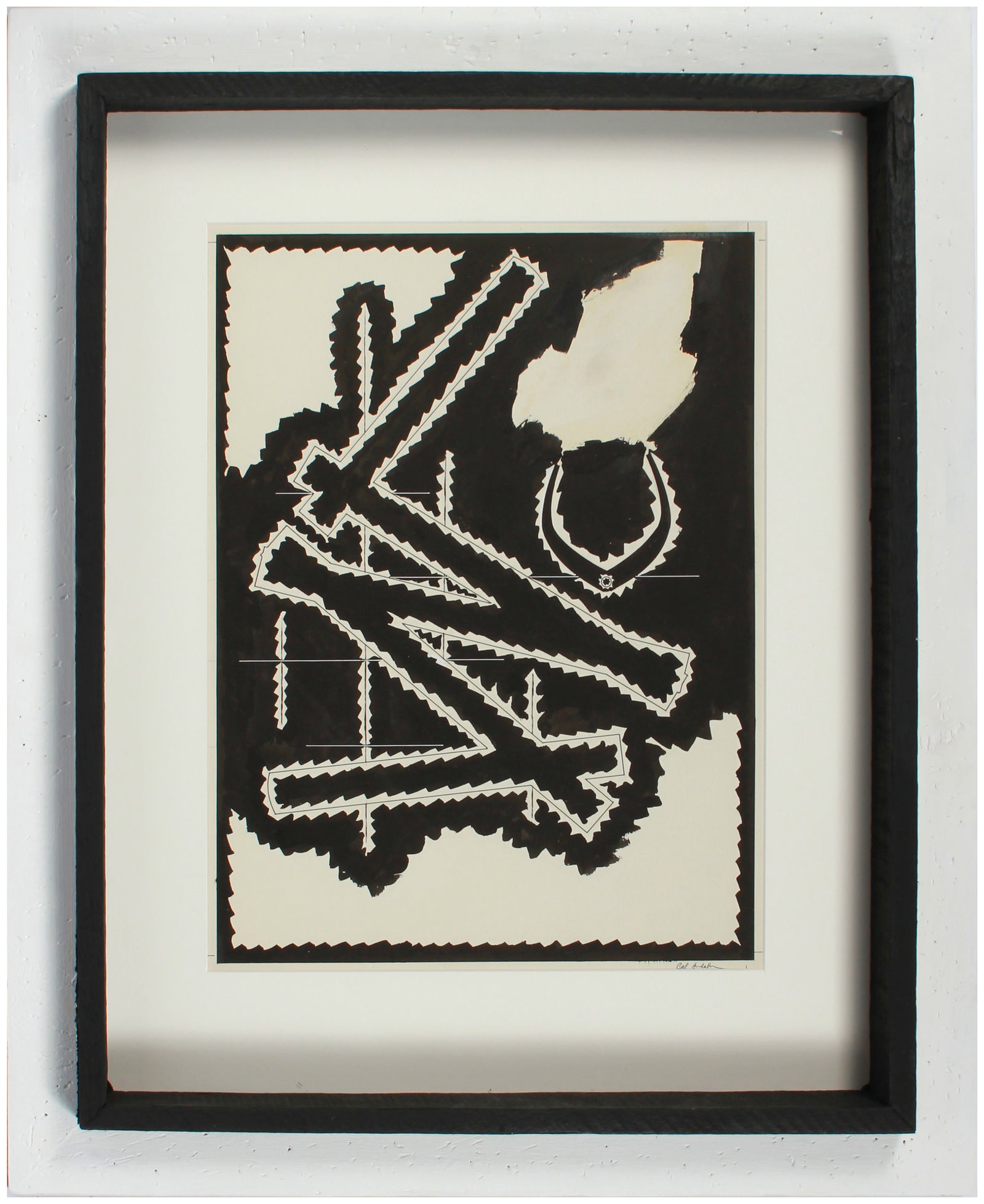 Graphic Modernist Abstract <br>1950s Ink <br><br>#A5372