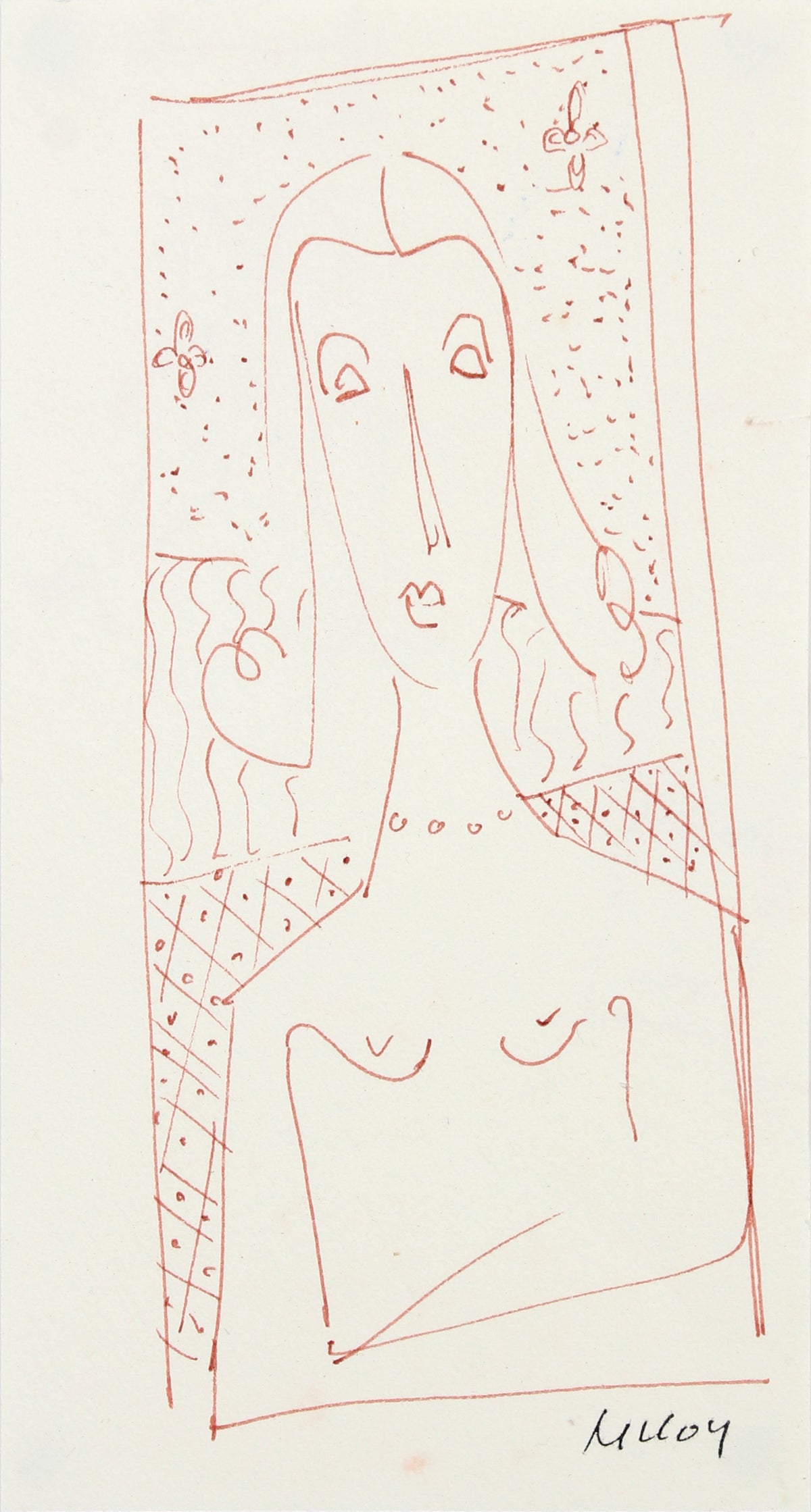 Abstracted Nude Portrait &amp; Interior &lt;br&gt;20th Century Ink &lt;br&gt;&lt;br&gt;#A5641