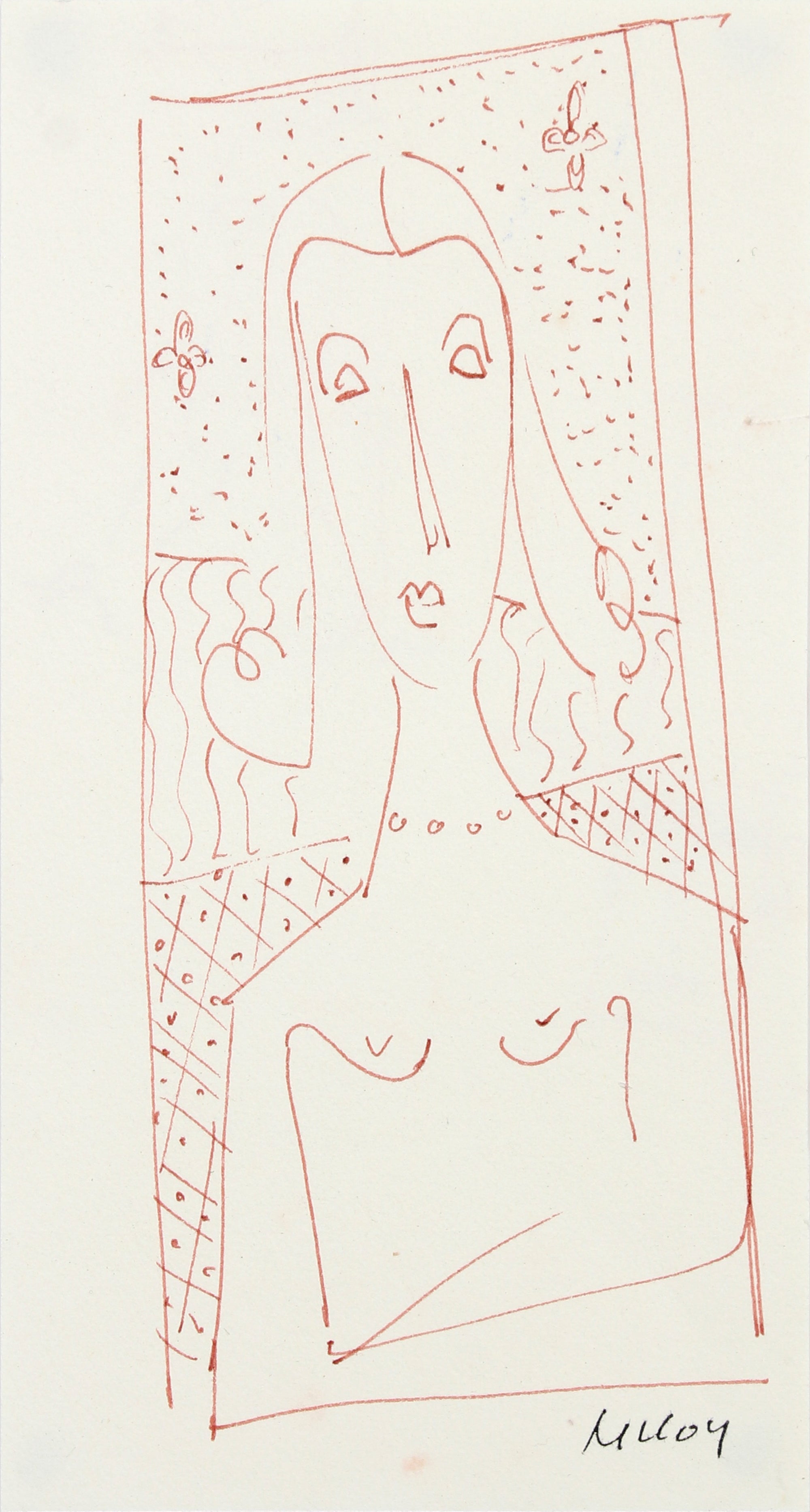 Abstracted Nude Portrait & Interior <br>20th Century Ink <br><br>#A5641