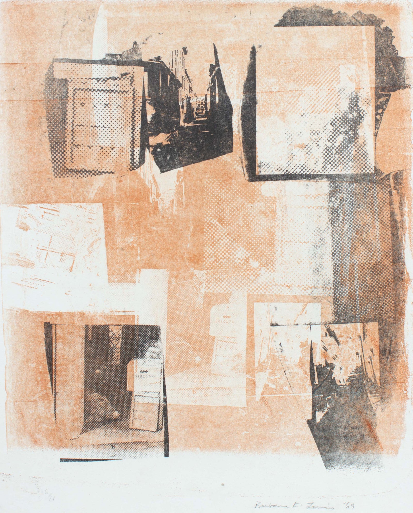 Cityscape Urban Abstract Print <br> 1969 Lithograph Print <br><br>#A5937