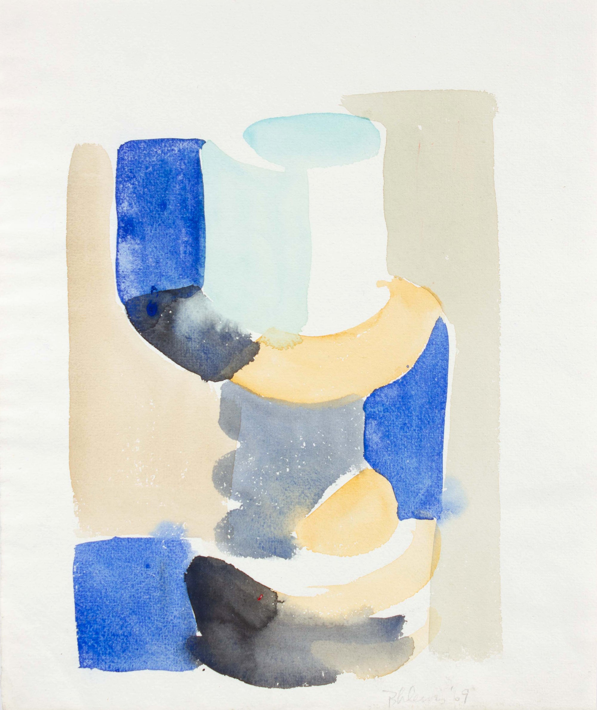 Muted Abstract Forms<br>1969 Watercolor<br><br>#A5938