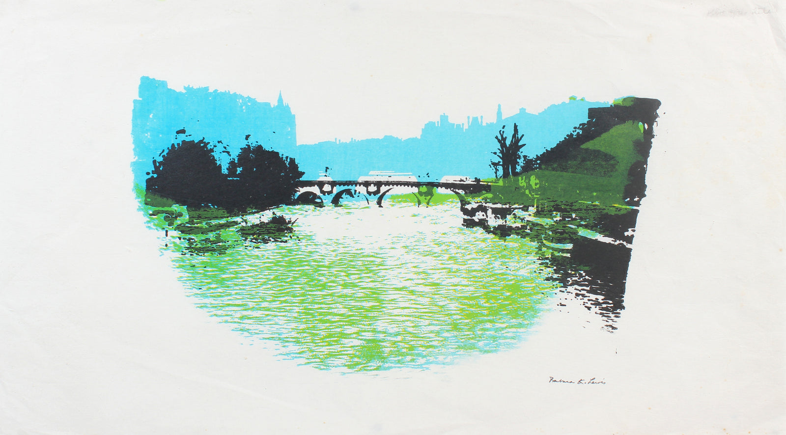 Cool River Scene<br>Late 20th Century Print<br><br>#A5961