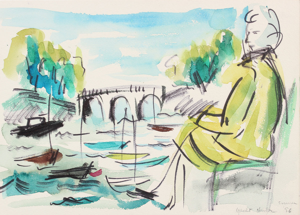 Leisure at the Water&#39;s Edge&lt;br&gt;1956 Watercolor and Ink&lt;br&gt;&lt;br&gt;#A5979