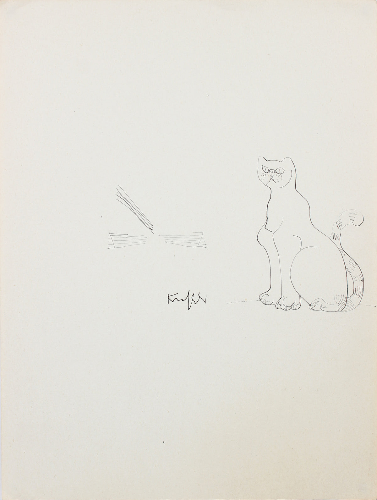 Aloof Cat Drawing &lt;br&gt;1970-80s Ink &lt;br&gt;&lt;br&gt;#A5997