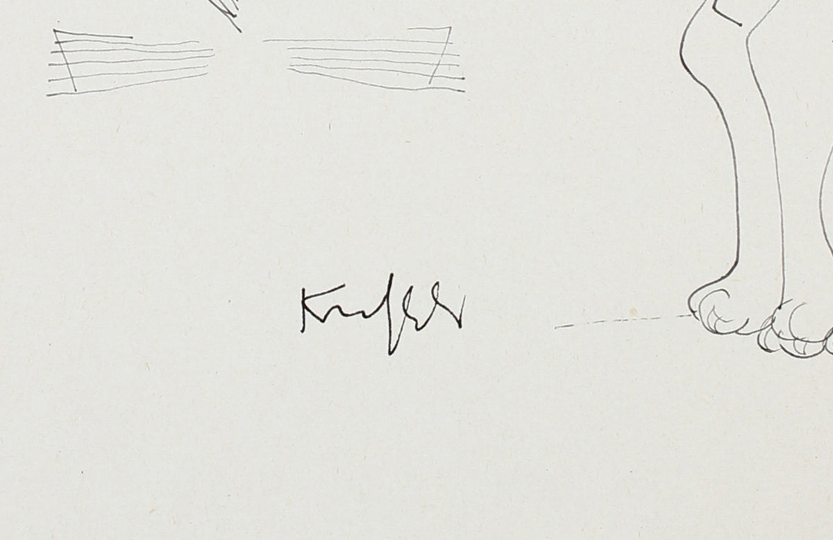 Aloof Cat Drawing <br>1970-80s Ink <br><br>#A5997