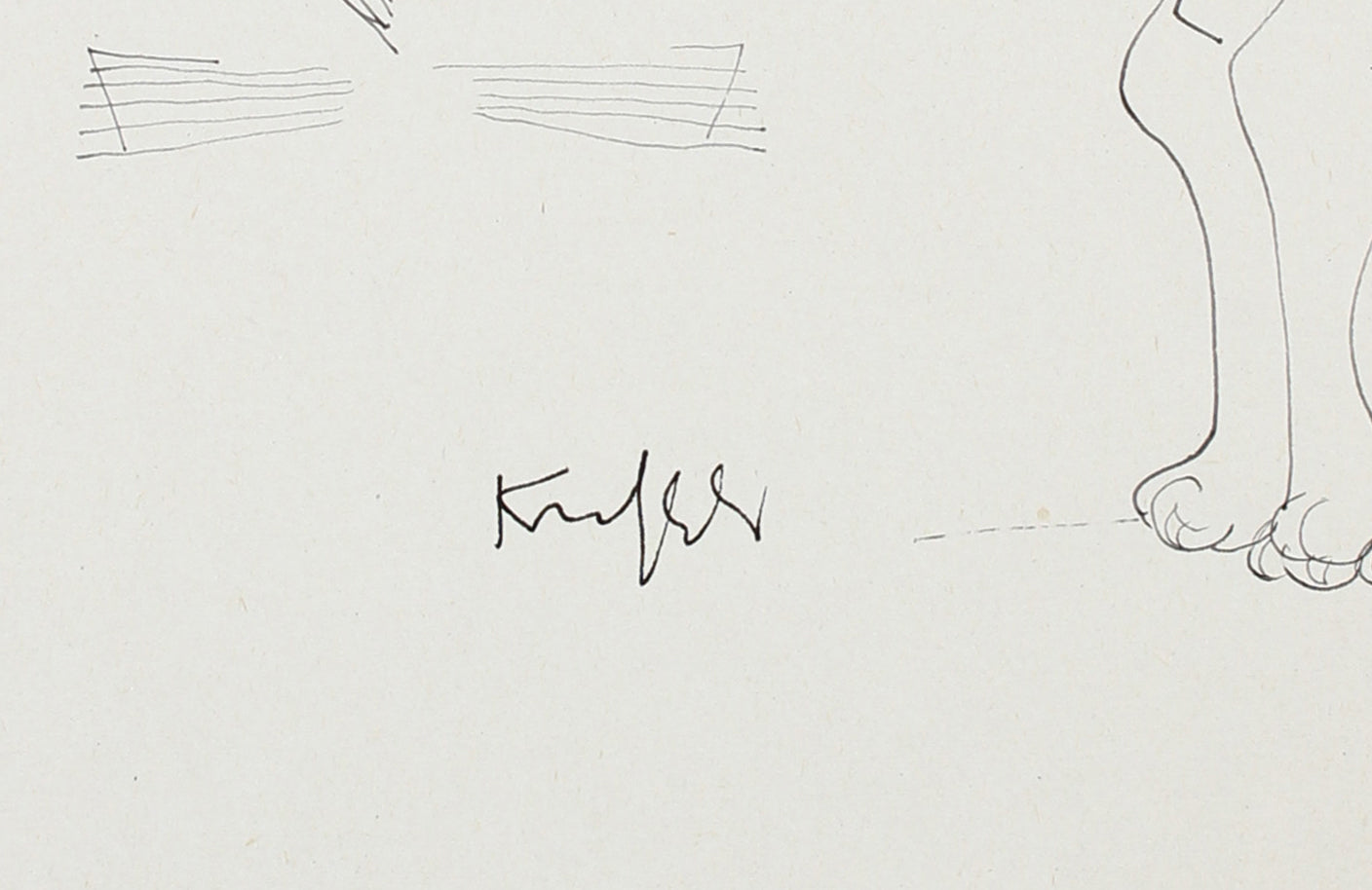 Aloof Cat Drawing <br>1970-80s Ink <br><br>#A5997