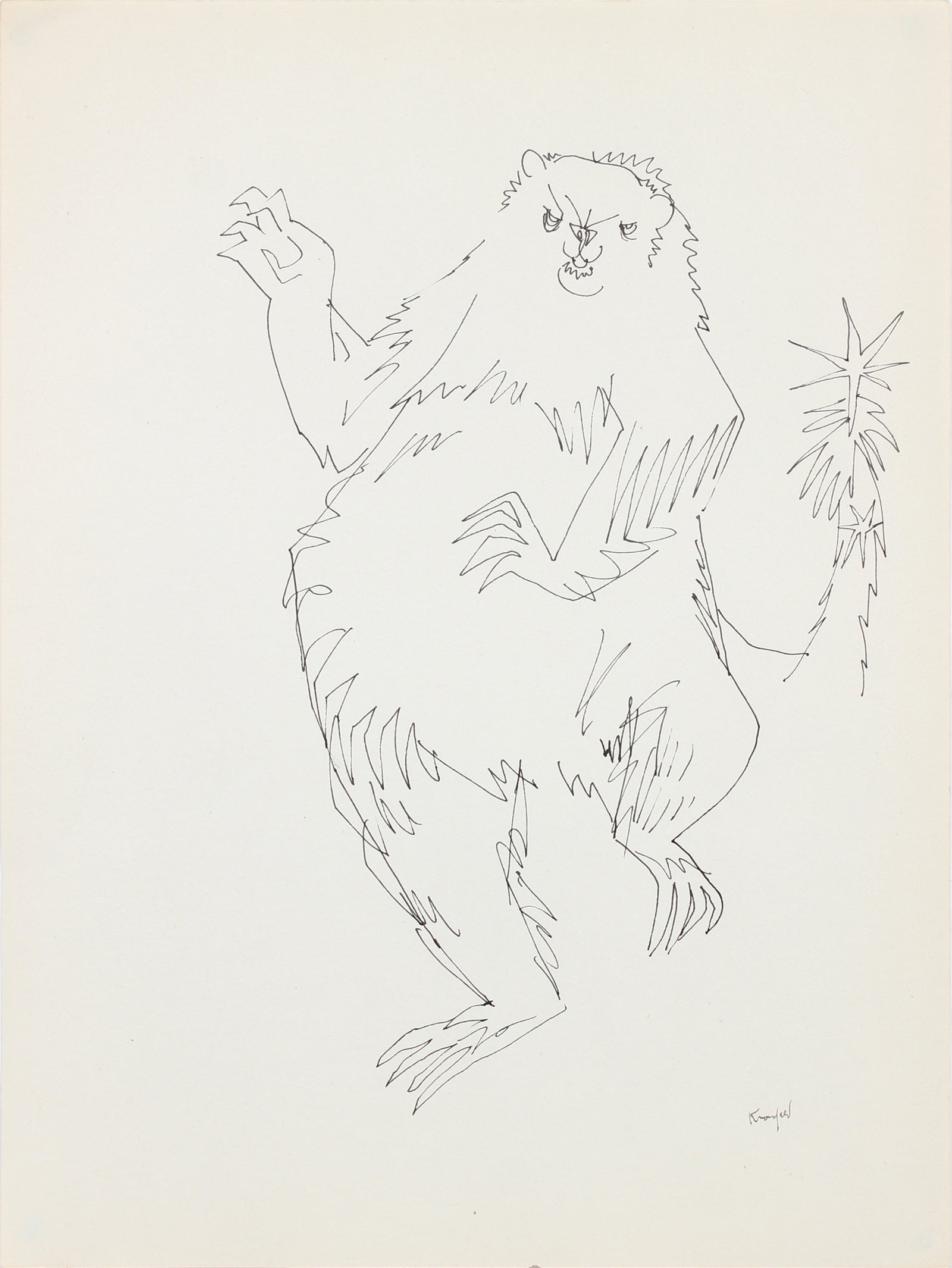 Dancing Sloth <br>1970-80s Ink <br><br>#A5998