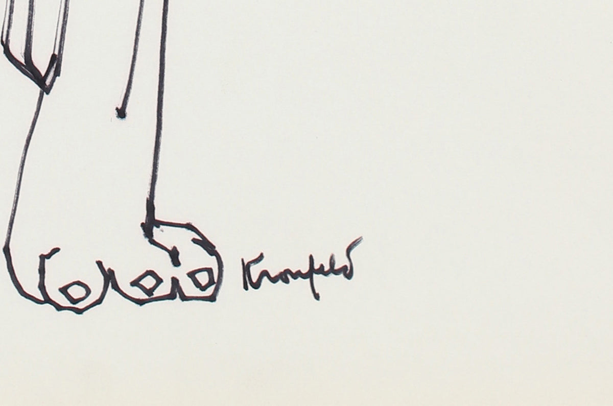 Abstract Dog Drawing <br>1970-80s Ink <br><br>#A5999