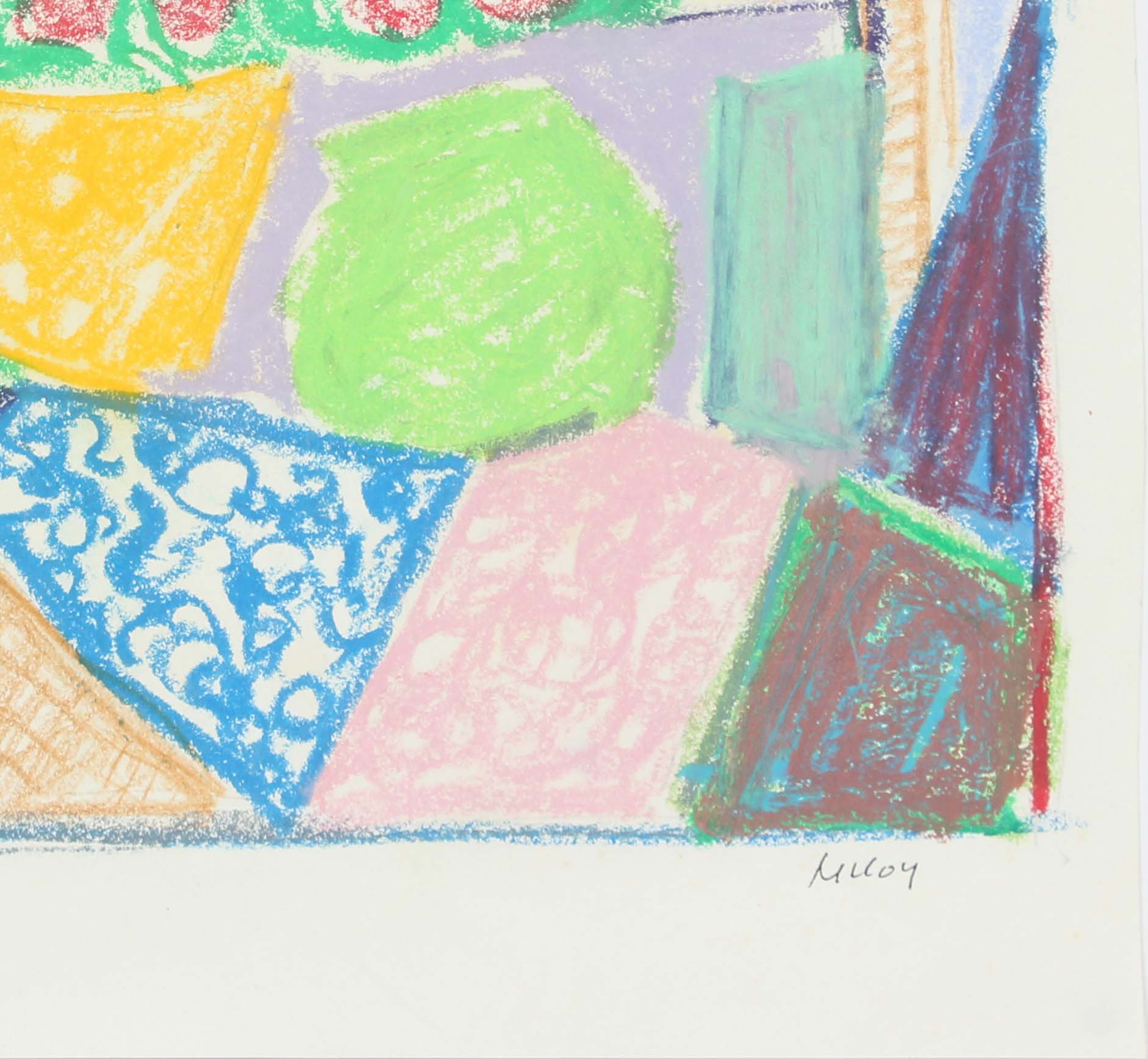 Abstracted Still Life<br>Mid - Late 20th Century Pastel<br><br>#A6177