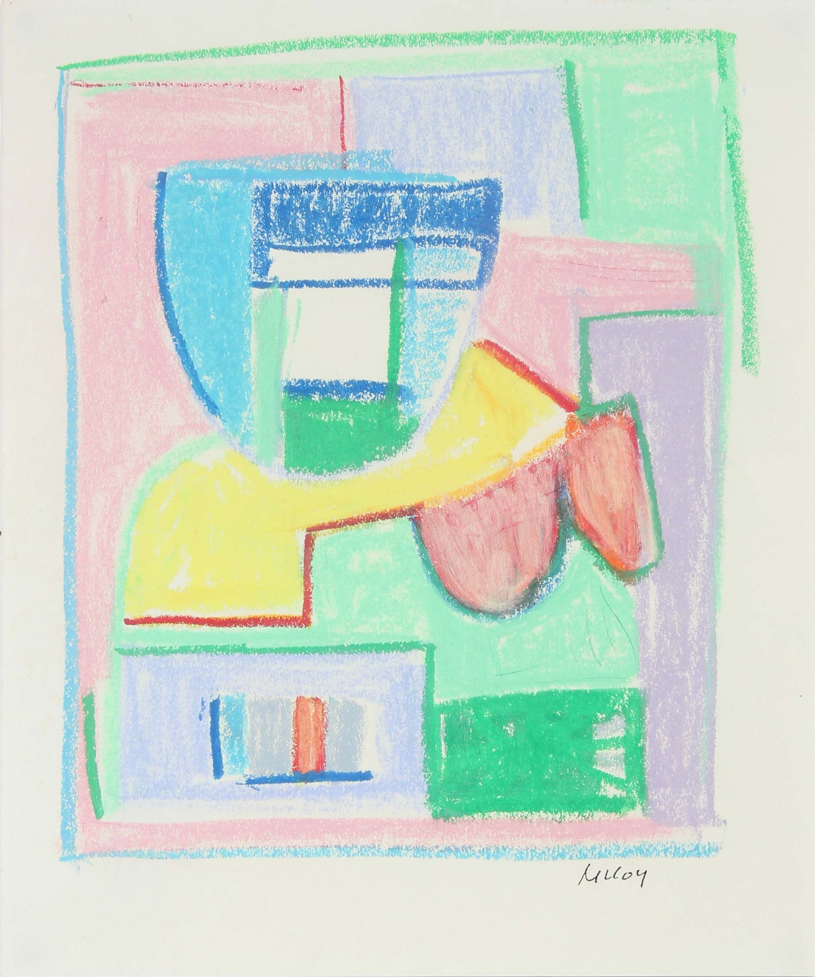 Pale Pastel Abstract Study<br>Mid - Late 20th Century Pastel<br><br>#A6186