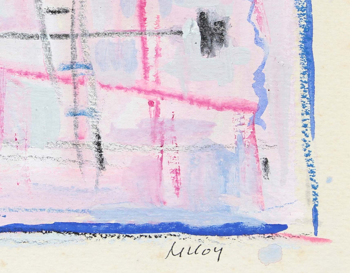 Square Abstract Drawing<br>Mid - Late 20th Century Pastel and Gouache<br><br>#A6191
