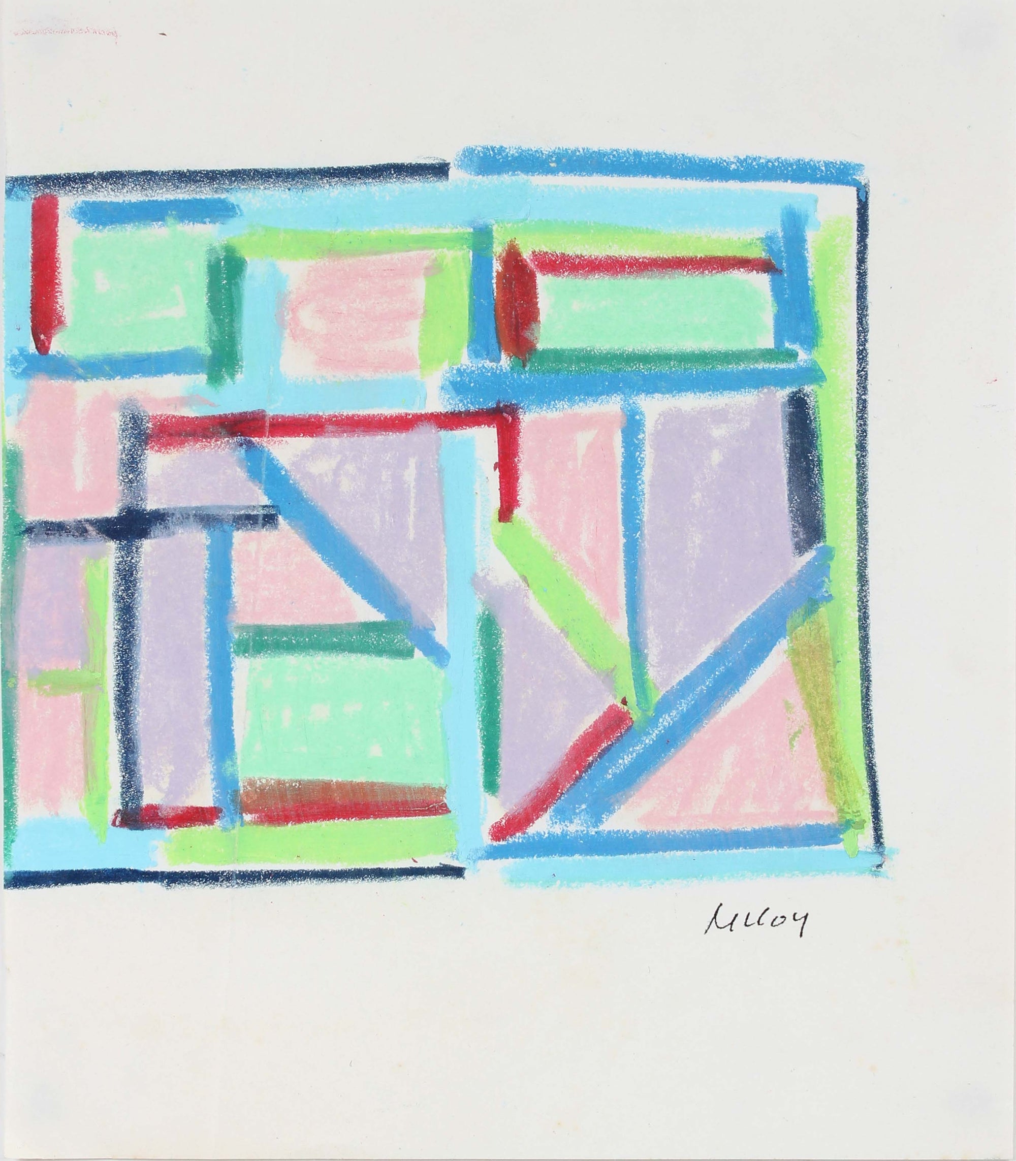 Geometric Drawing<br>Mid - Late 20th Century Pastel<br><br>#A6193