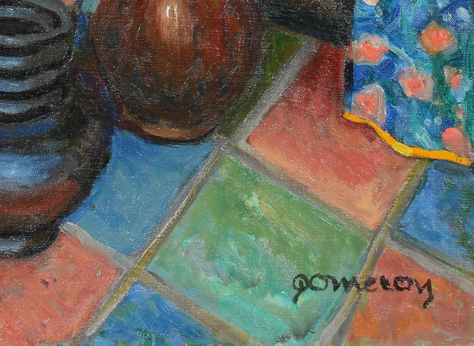 Pink Roses Still Life<br>Late 20th Century Oil<br><br>#A6316