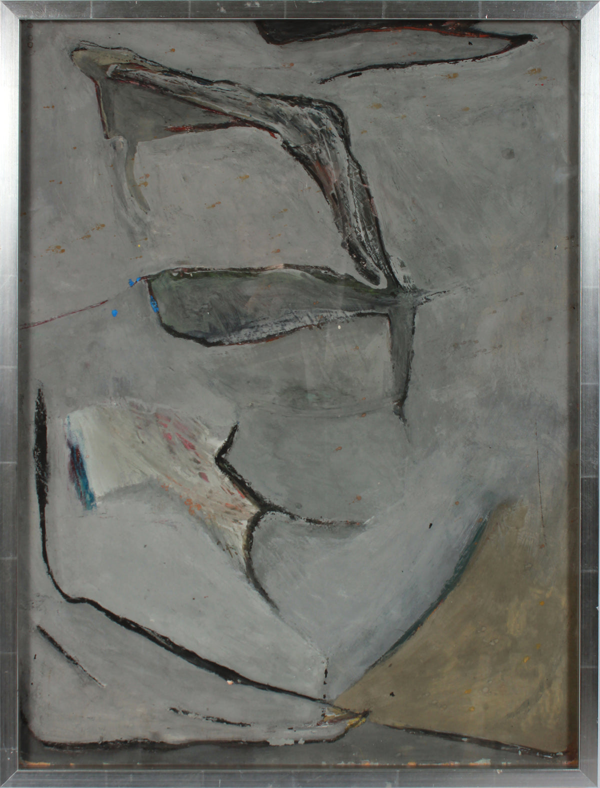 Gray Subdued Abstract&lt;br&gt;1950s-1960s Acrylic and Charcoal&lt;br&gt;&lt;br&gt;#A6332