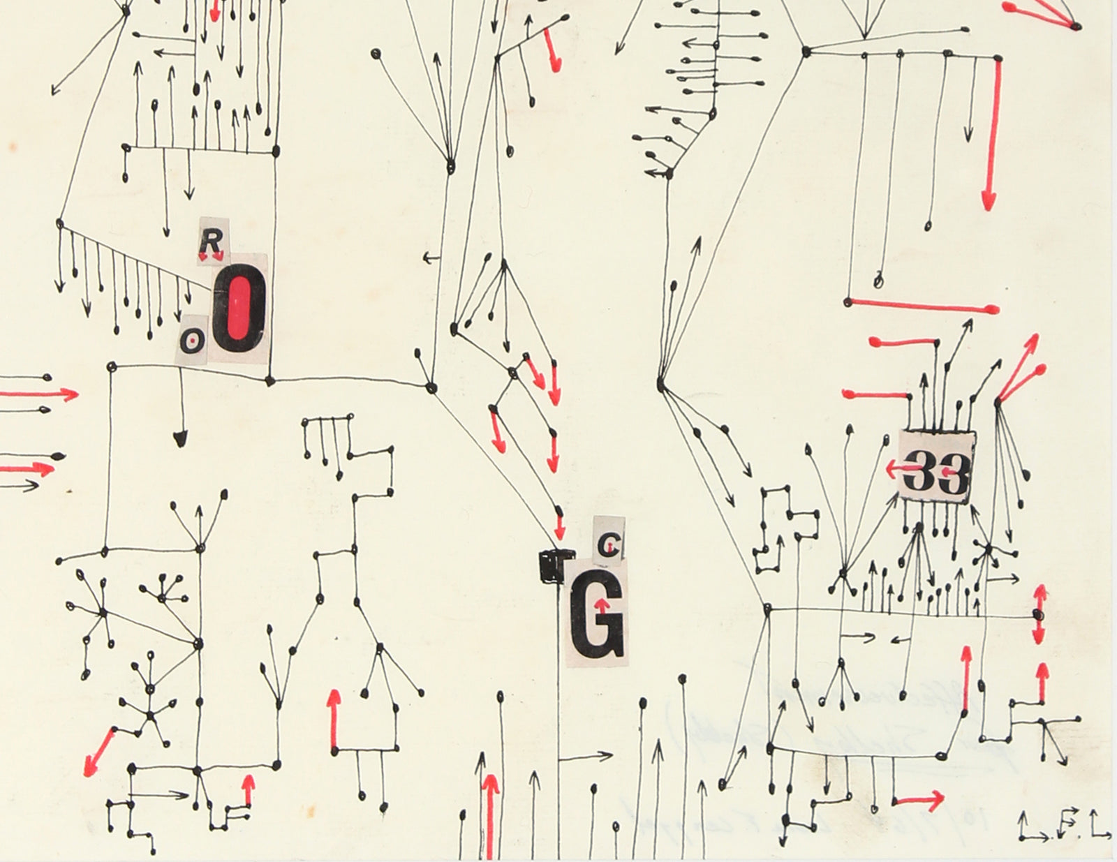 Modernist Abstracted Drawing<br>1960's Ink on Paper<br><br>#A6697