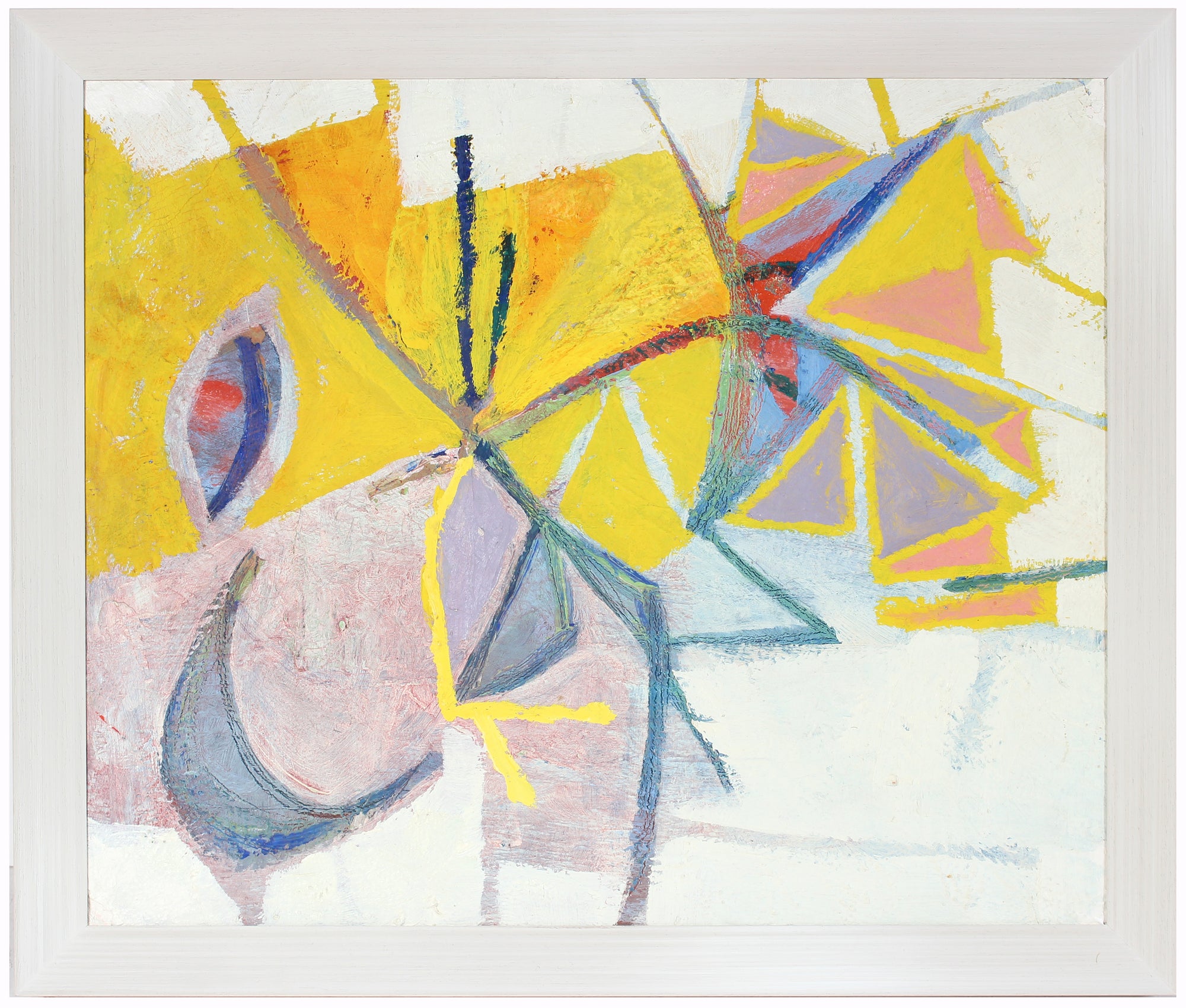 Modernist Abstract in Yellow and Lilac<br>Late 1950s Oil<br><br>#A6703