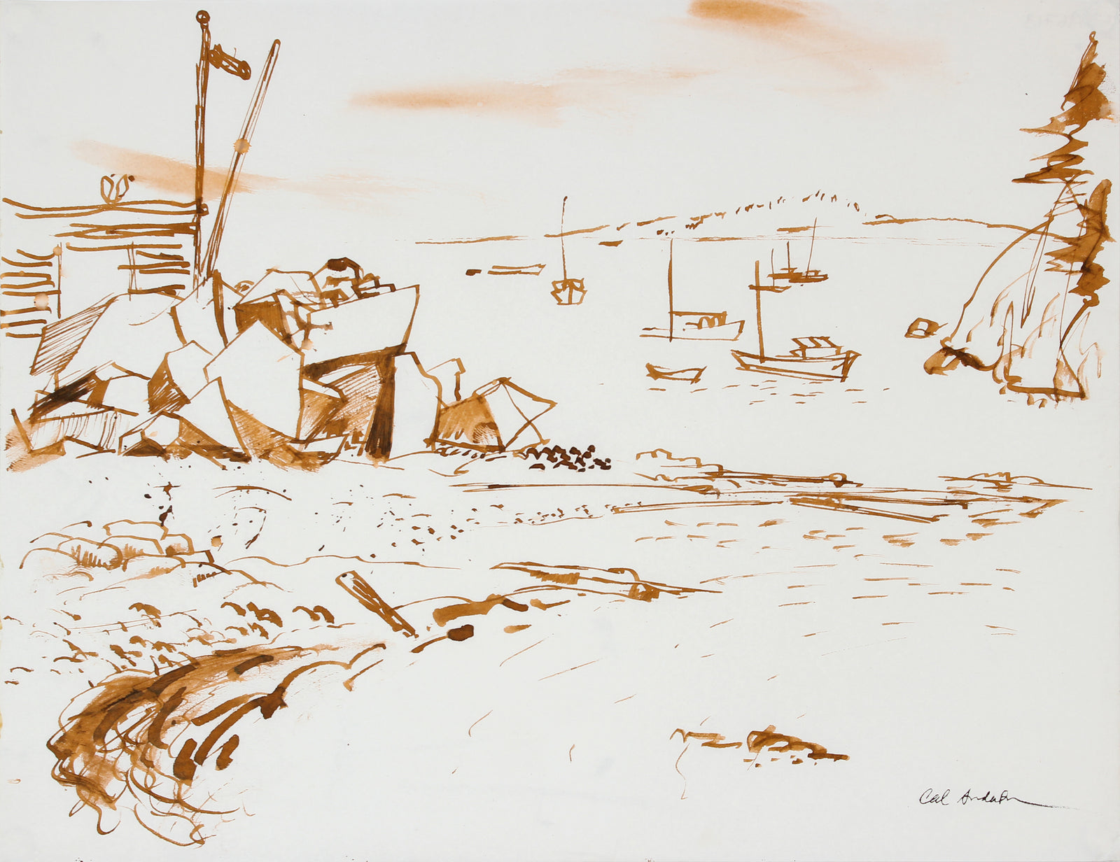 Seascape Study<br>Mid 20th Century Gouache on Paper<br><br>#A6713