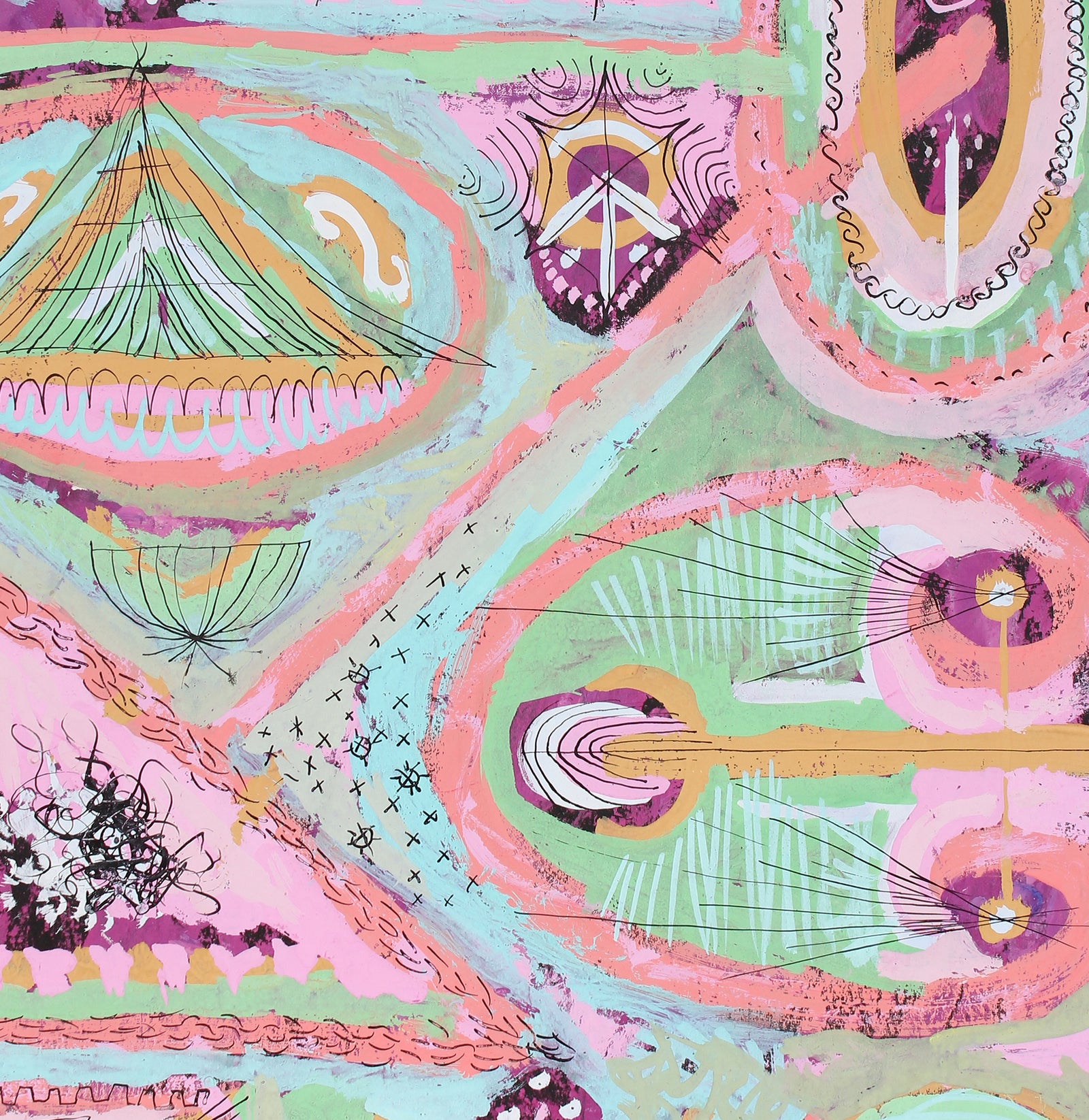 Colorful Abstract <br>Late 1950s Gouache and Ink <br><br>#A6721