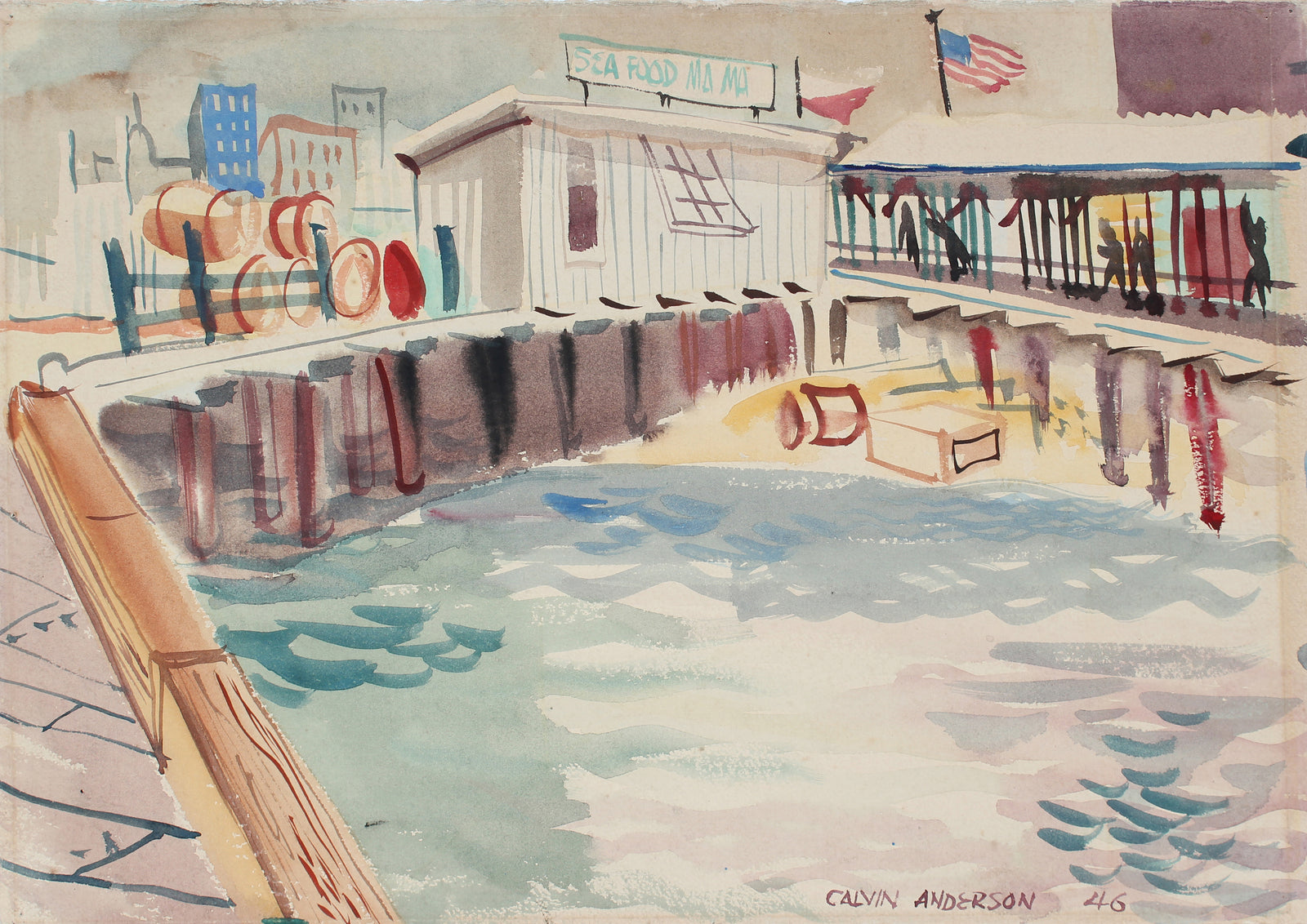 <i>Seafood Mama</i><br>1946 Gouache<br><br>#A6735