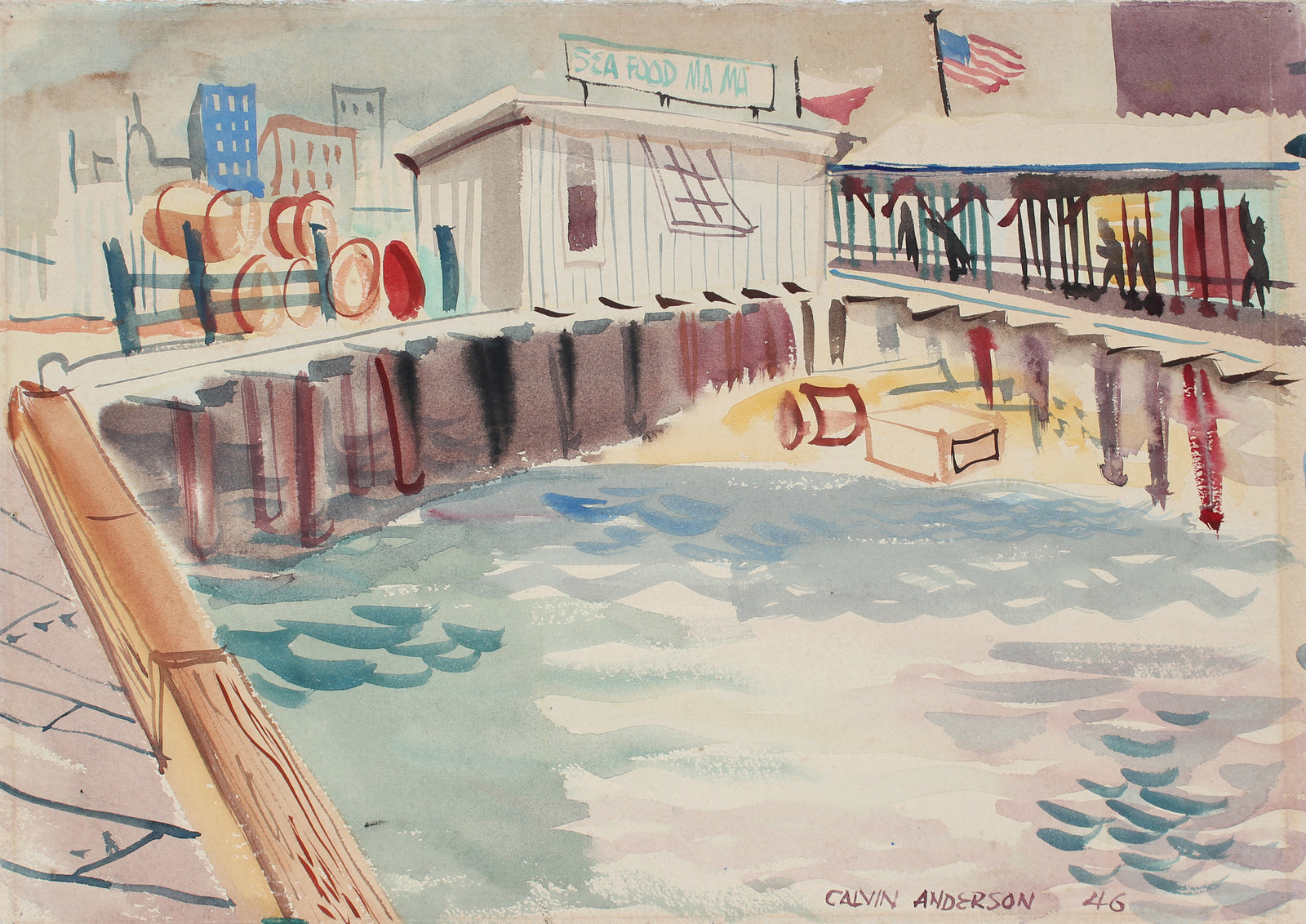 <i>Seafood Mama</i><br>1946 Gouache<br><br>#A6735