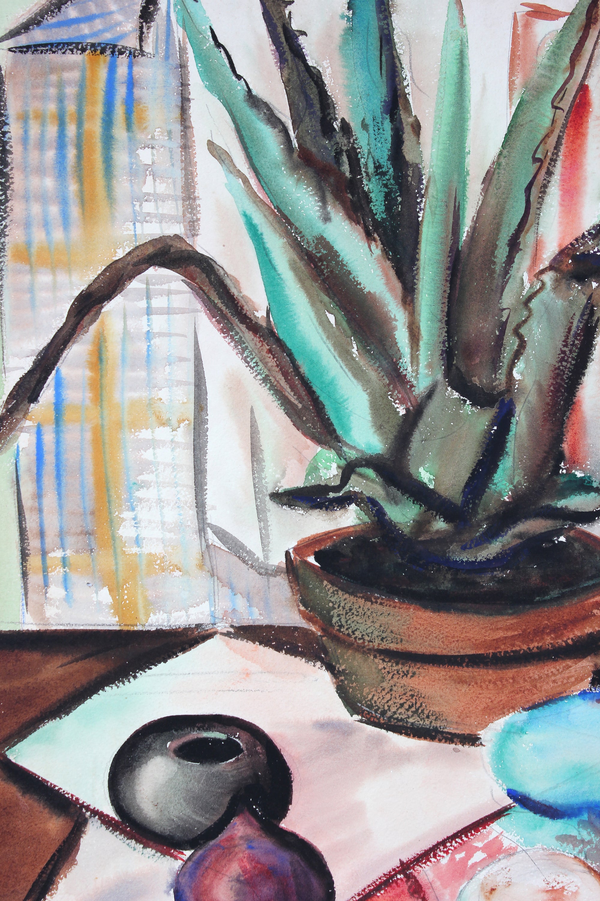 Double Sided Cactus and Aloe Still Life<br>1942 Gouache and Graphite<br><br>#A6742