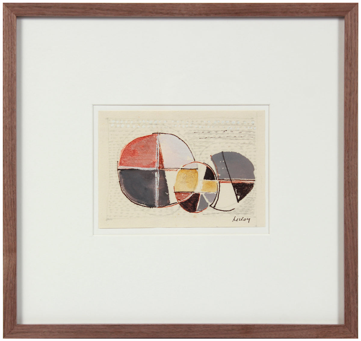 Deconstructed Circle Abstract &lt;br&gt;Mid Century Ink &amp; Gouache &lt;br&gt;&lt;br&gt;#A7193
