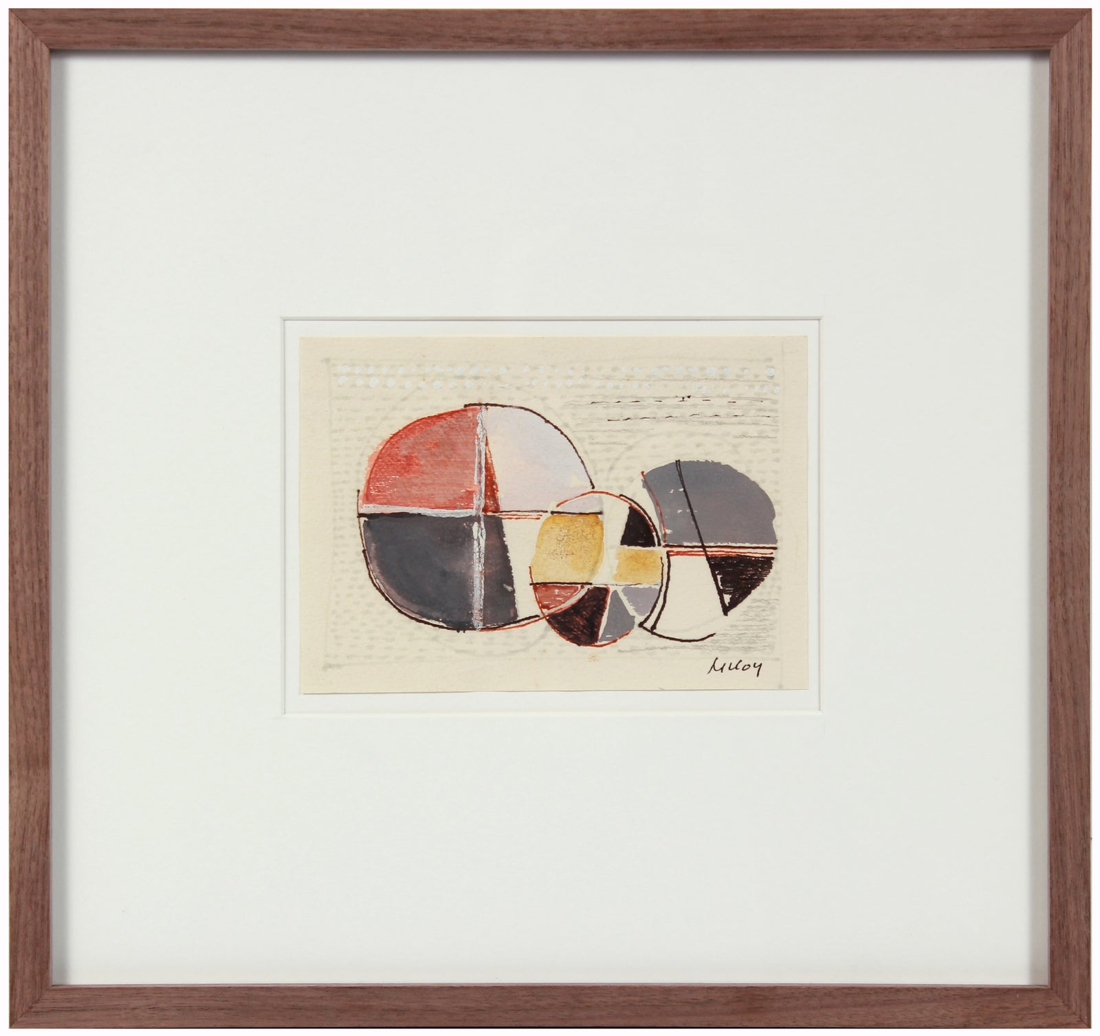 Deconstructed Circle Abstract <br>Mid Century Ink & Gouache <br><br>#A7193