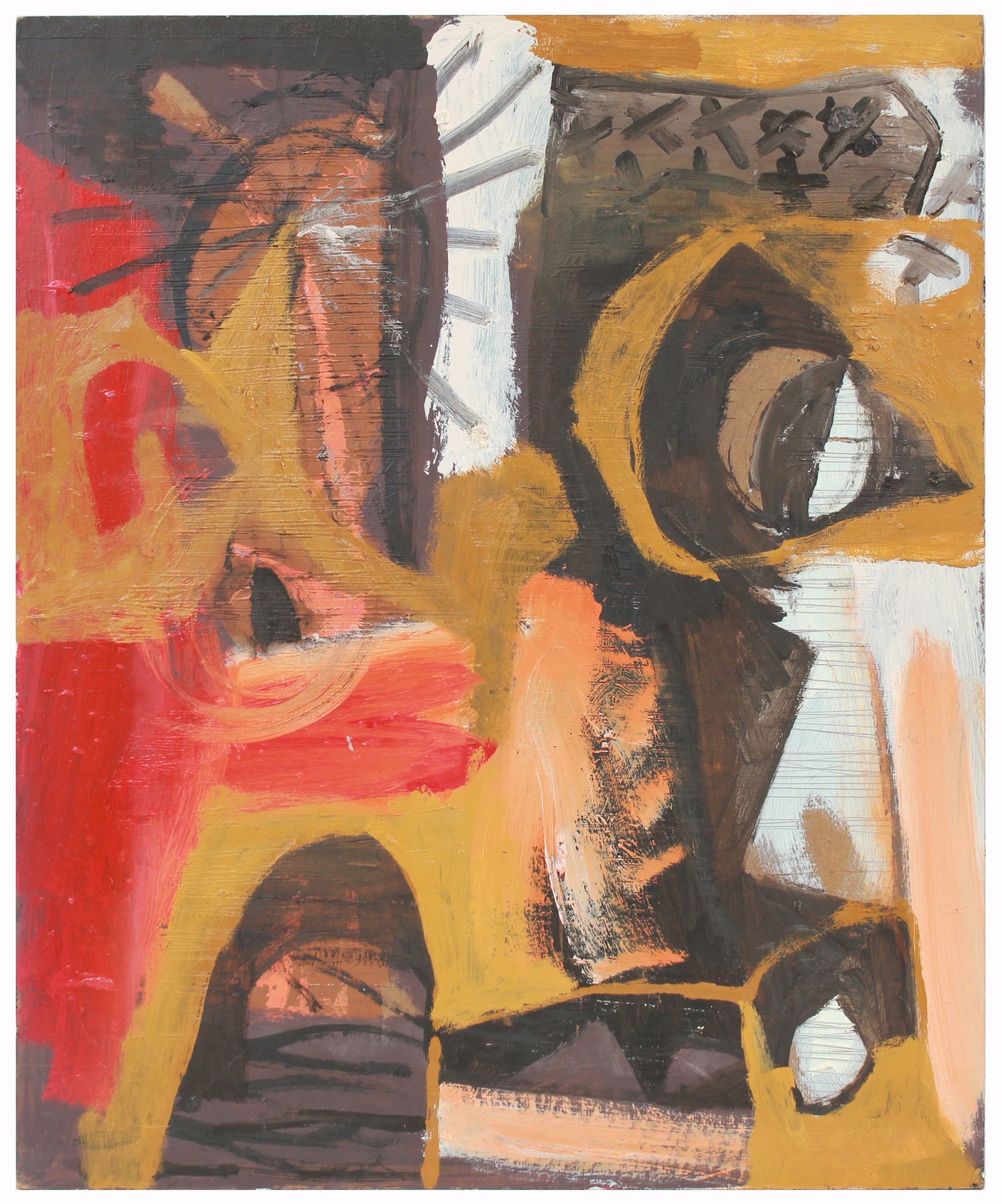 Modernist Shapes in Autumn Colors<br>Late 1950s Oil on Paper <br><br>#A7204