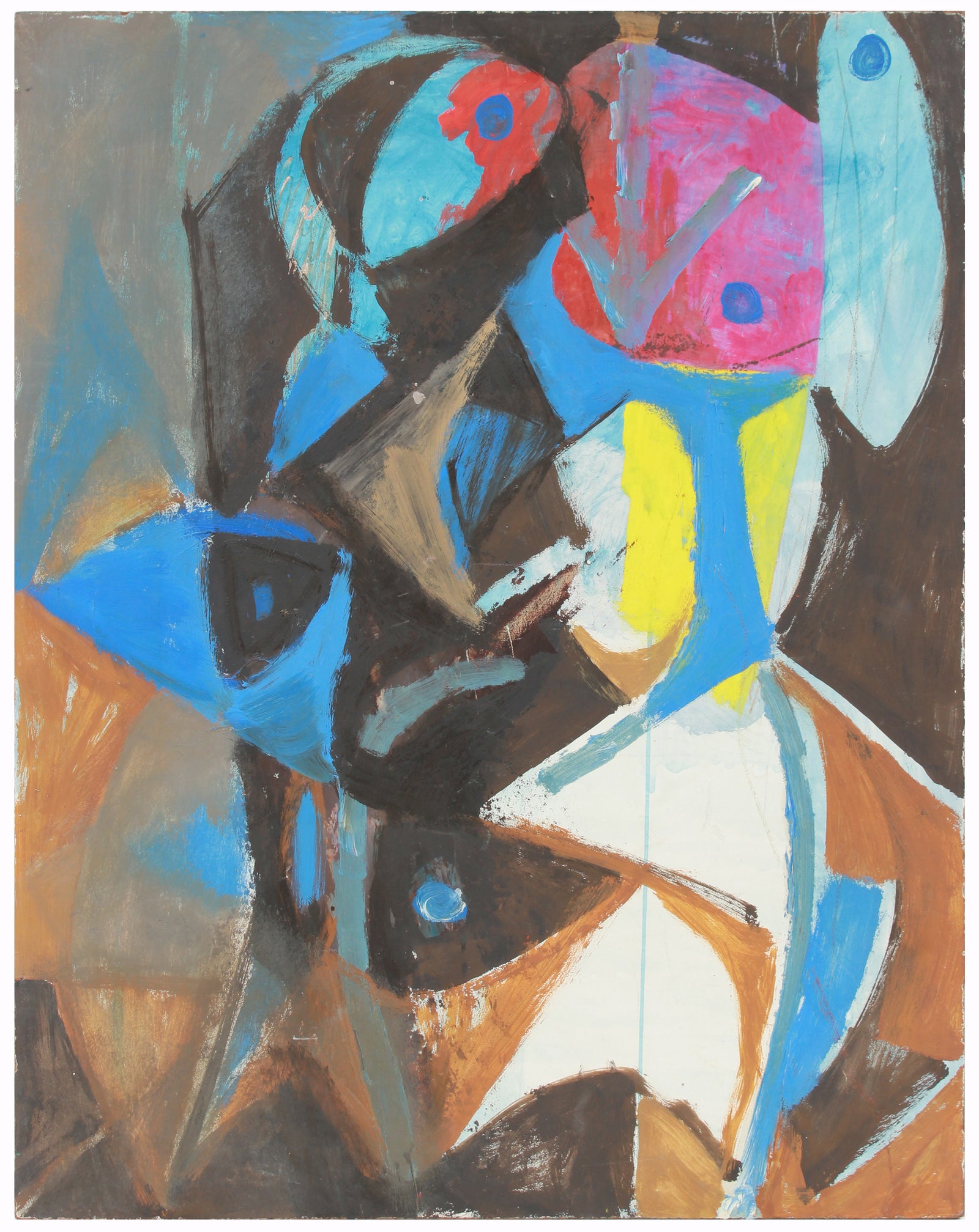 Colorful Angular Abstract <br>Late 1950s Mixed Media on Masonite <br><br>#A7207