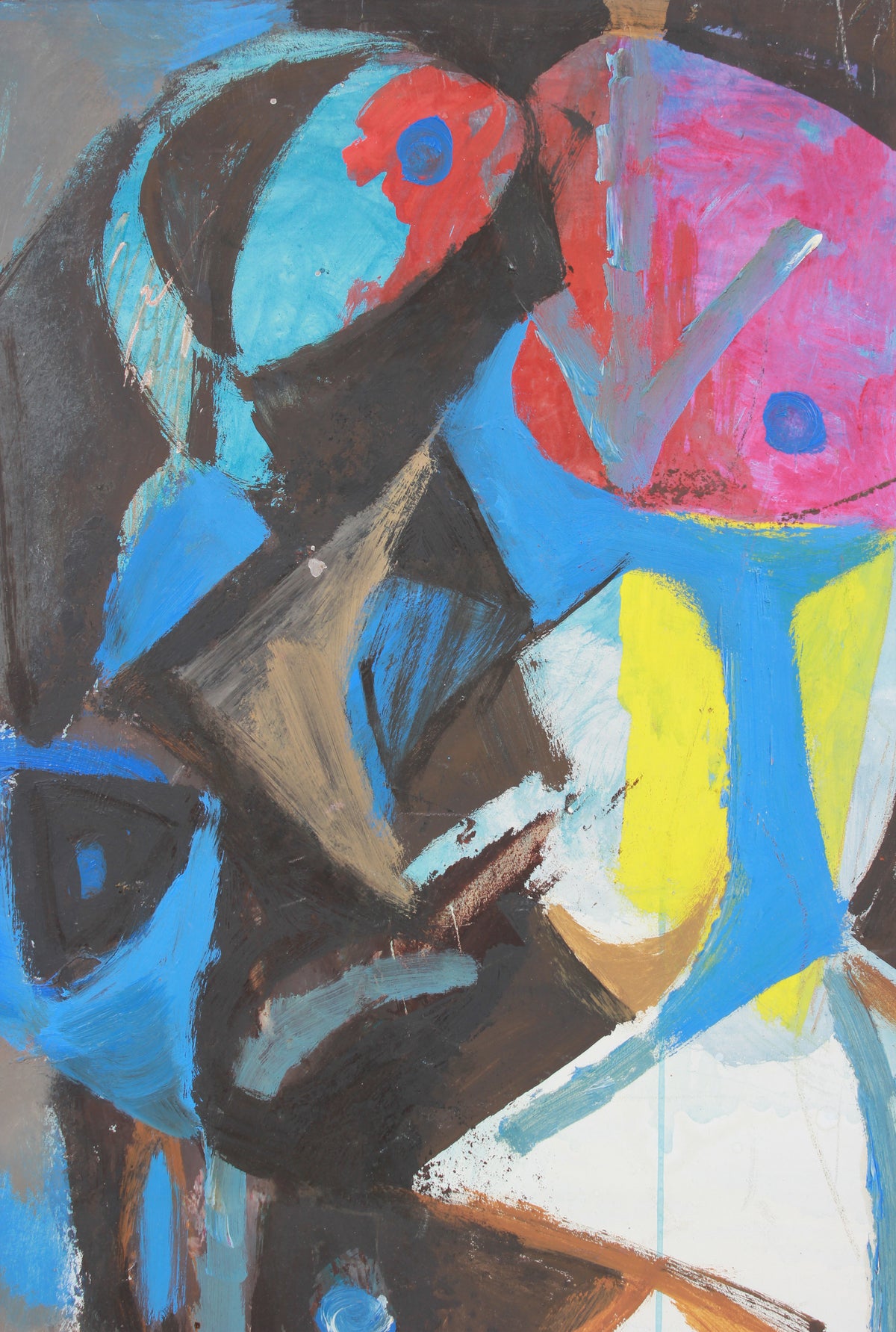 Colorful Angular Abstract <br>Late 1950s Mixed Media on Masonite <br><br>#A7207