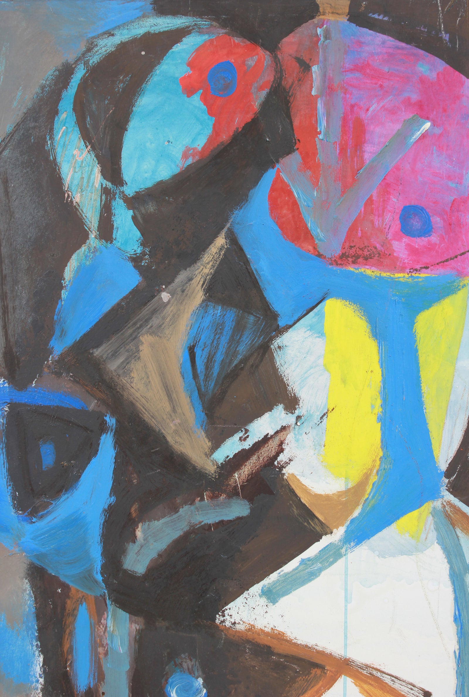 Colorful Angular Abstract <br>Late 1950s Mixed Media on Masonite <br><br>#A7207