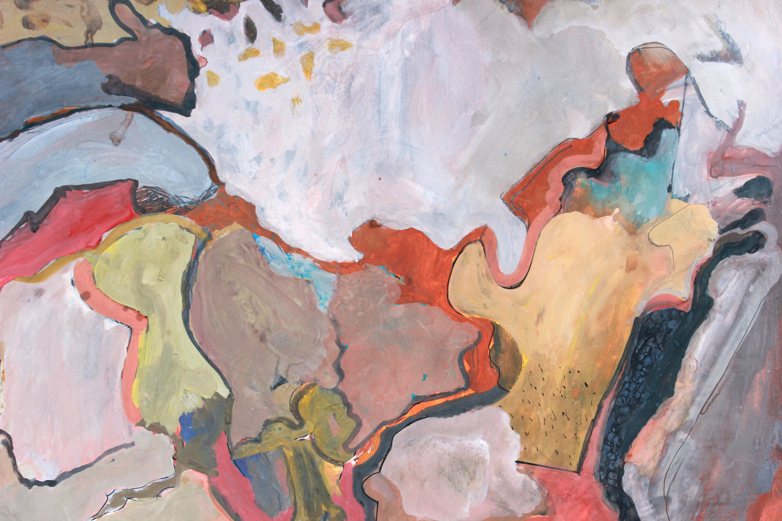 Large-Scale Abstract Expressionist Painting <br>1960-70s Paint on Paper<br><br>#A7226