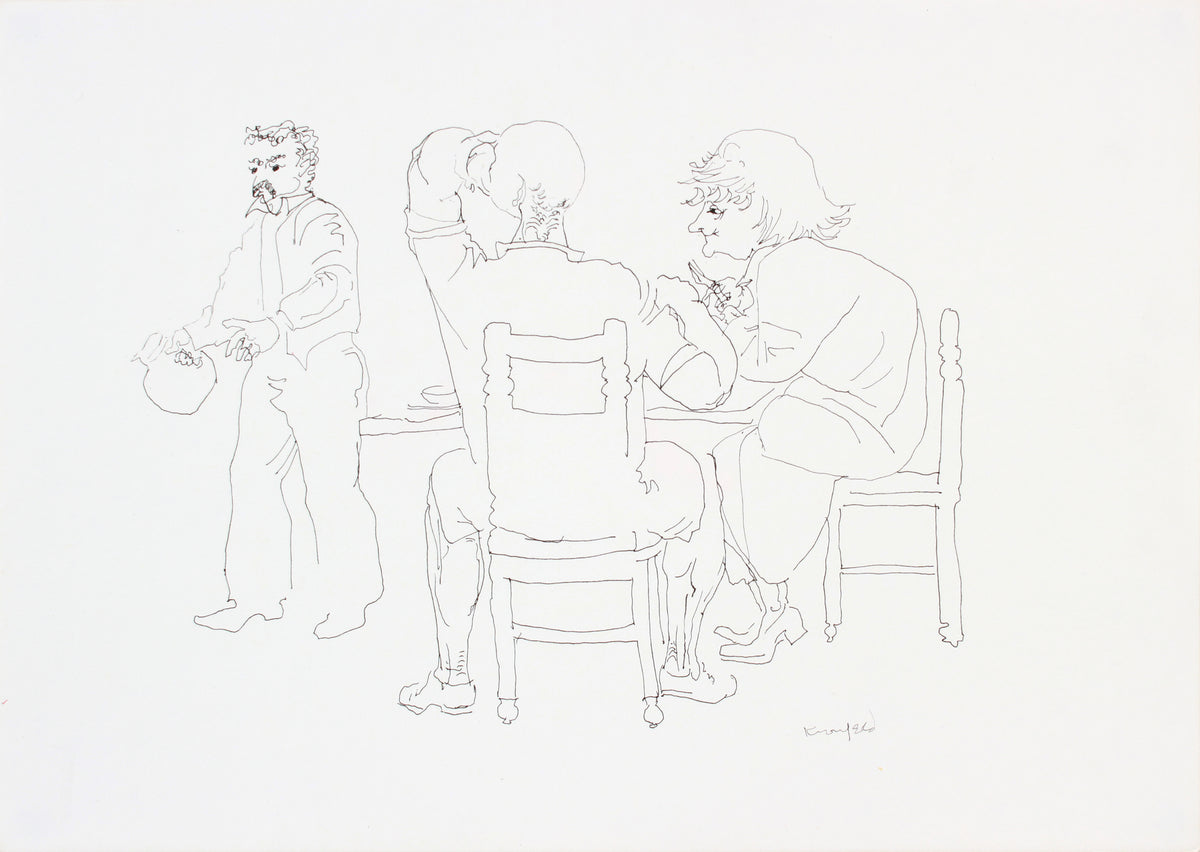 Trio at the Table &lt;br&gt;1960-80s Ink on Paper &lt;br&gt;&lt;br&gt;#A7273