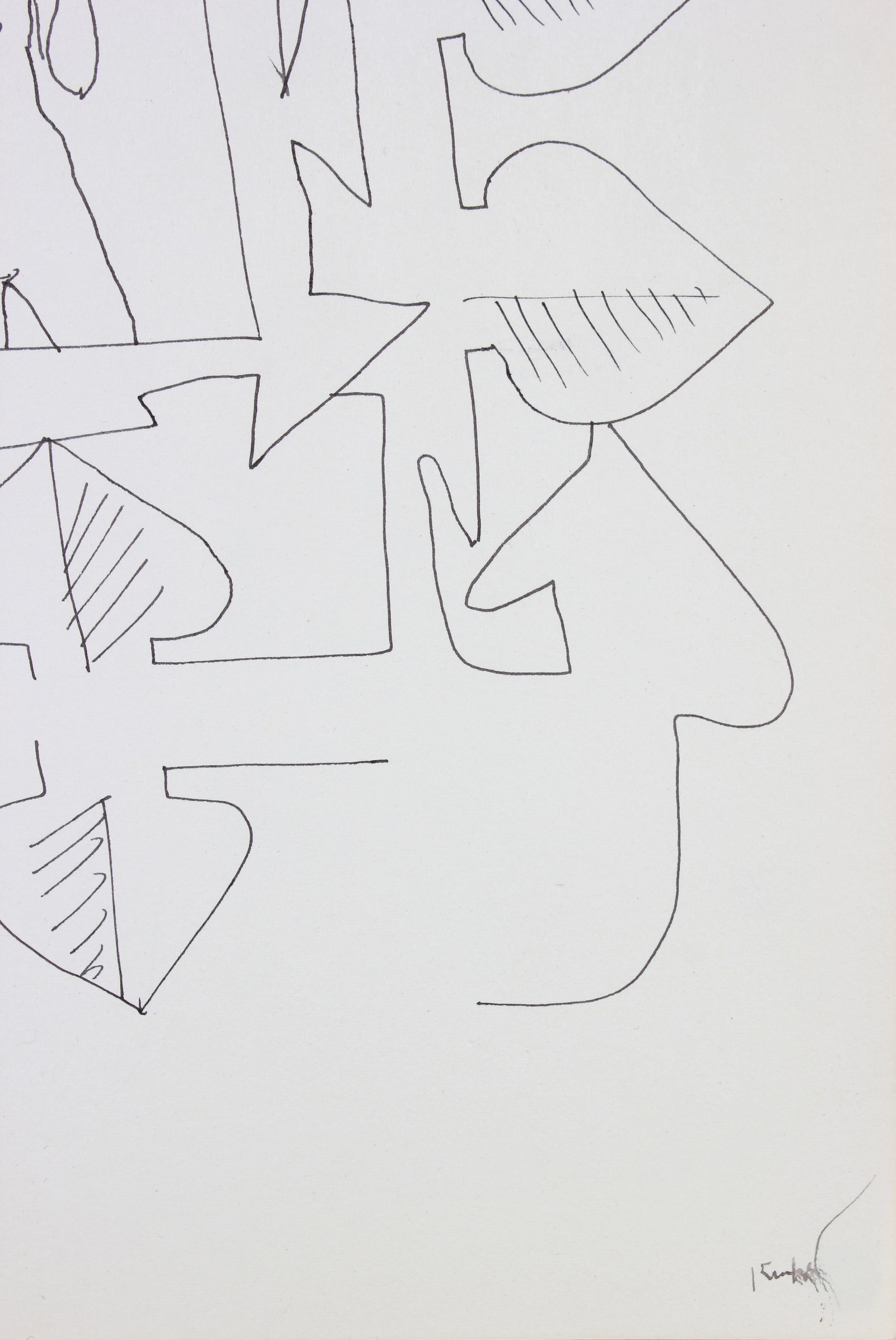 Monochrome Modernist Nude with Crown <br>Late 20th Century Ink <br><br>#A7284