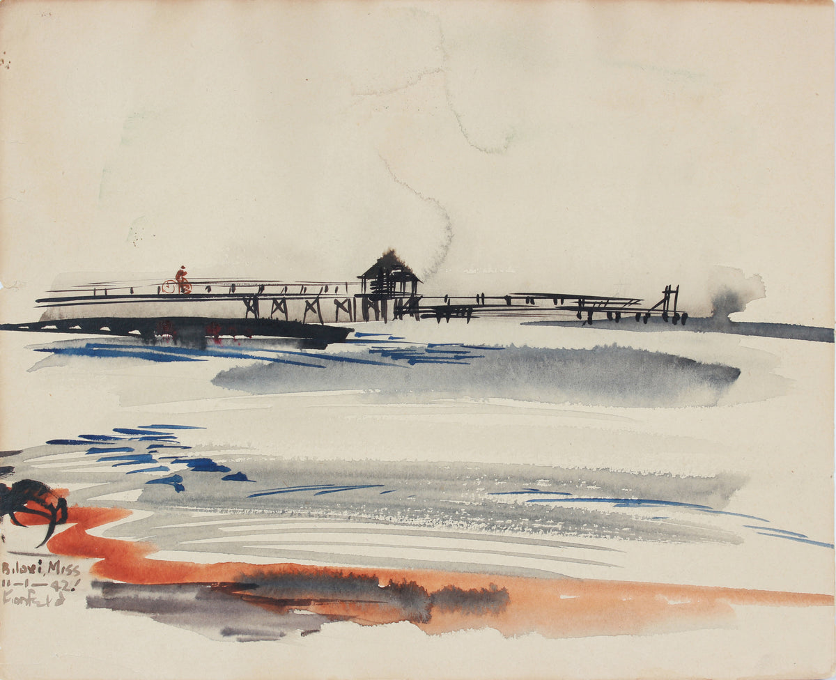 &lt;i&gt;Bilox, Mississippi &lt;/i&gt;&lt;br&gt; Early 20th Century Watercolor &lt;br&gt;&lt;br&gt;#A7293