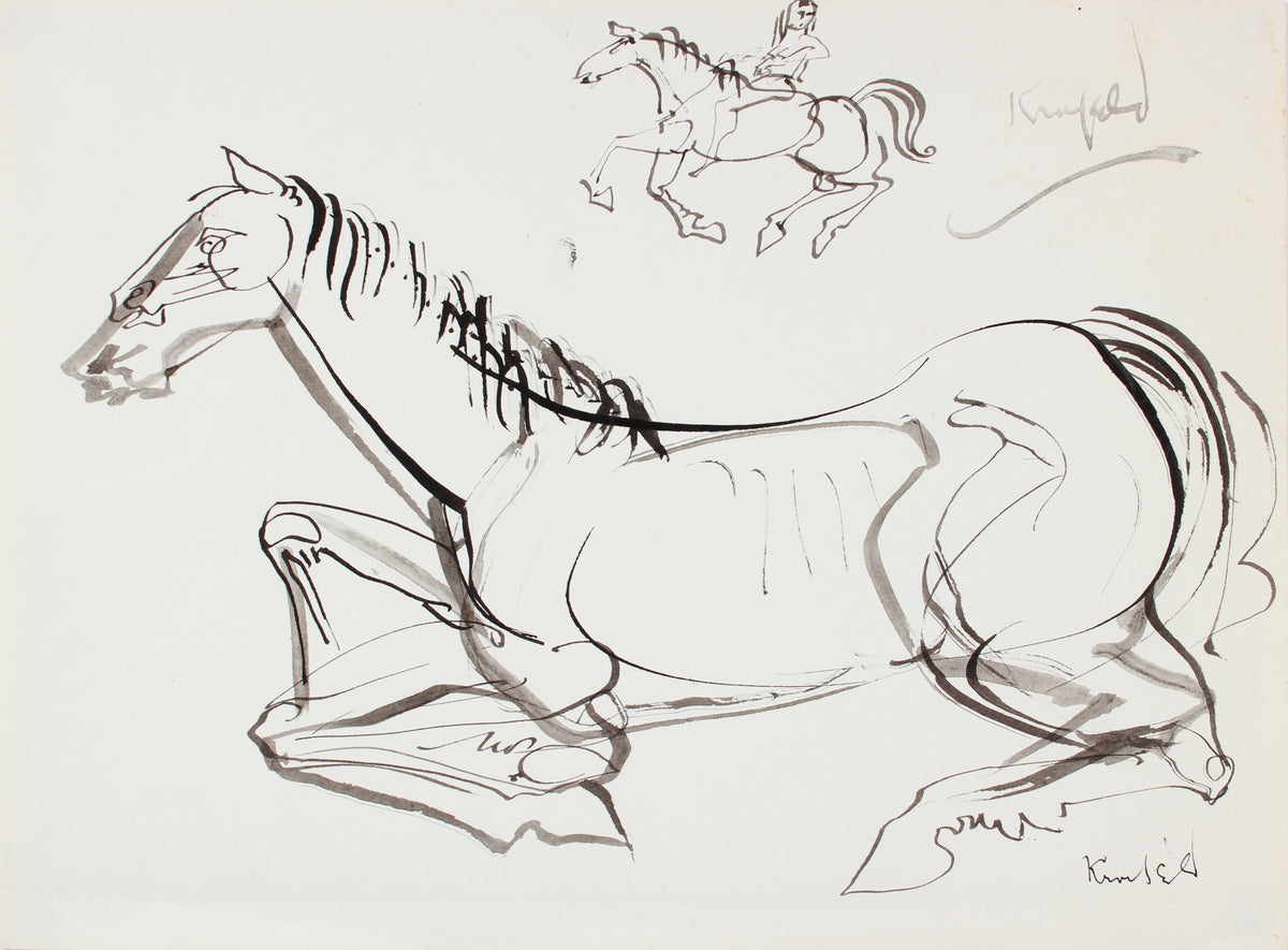 Modernist Horse at Rest &lt;br&gt;1960-80s Ink &lt;br&gt;&lt;br&gt;#A7296