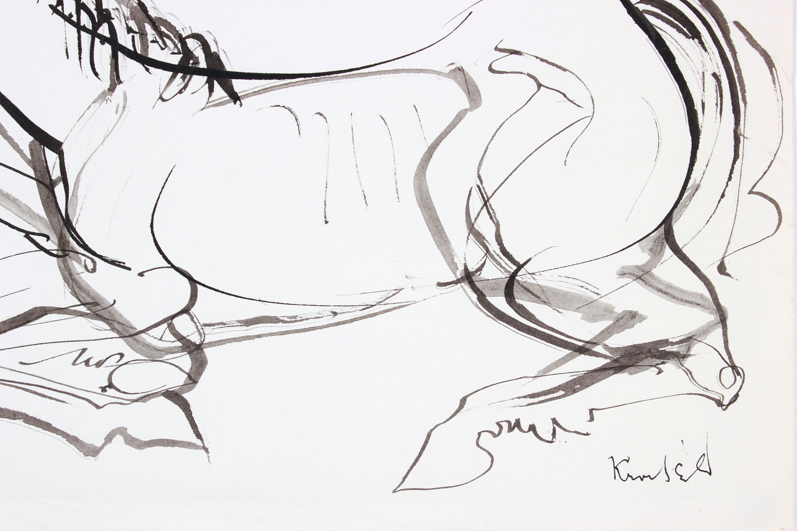 Modernist Horse at Rest <br>1960-80s Ink <br><br>#A7296