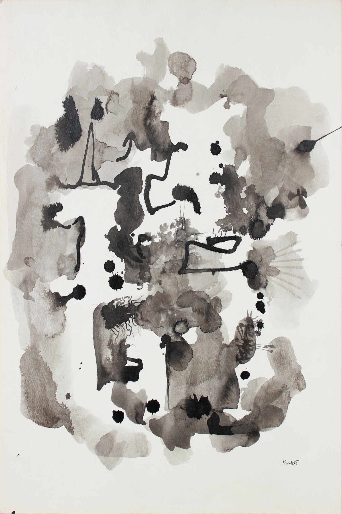 Monochrome Abstract Forms &lt;br&gt;1960-80s Ink &lt;br&gt;&lt;br&gt;#A7308