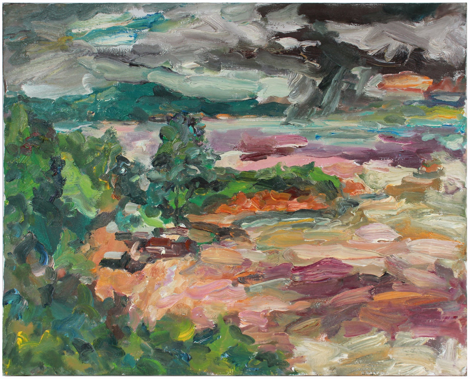 Stormy Expressionist Landscape <br>1992 Oil <br><br>#A7368