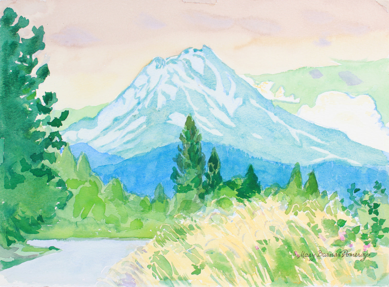 <i>Mount Shasta Before The Rain</i> <br> 2003 Watercolor <br><br>#A7385