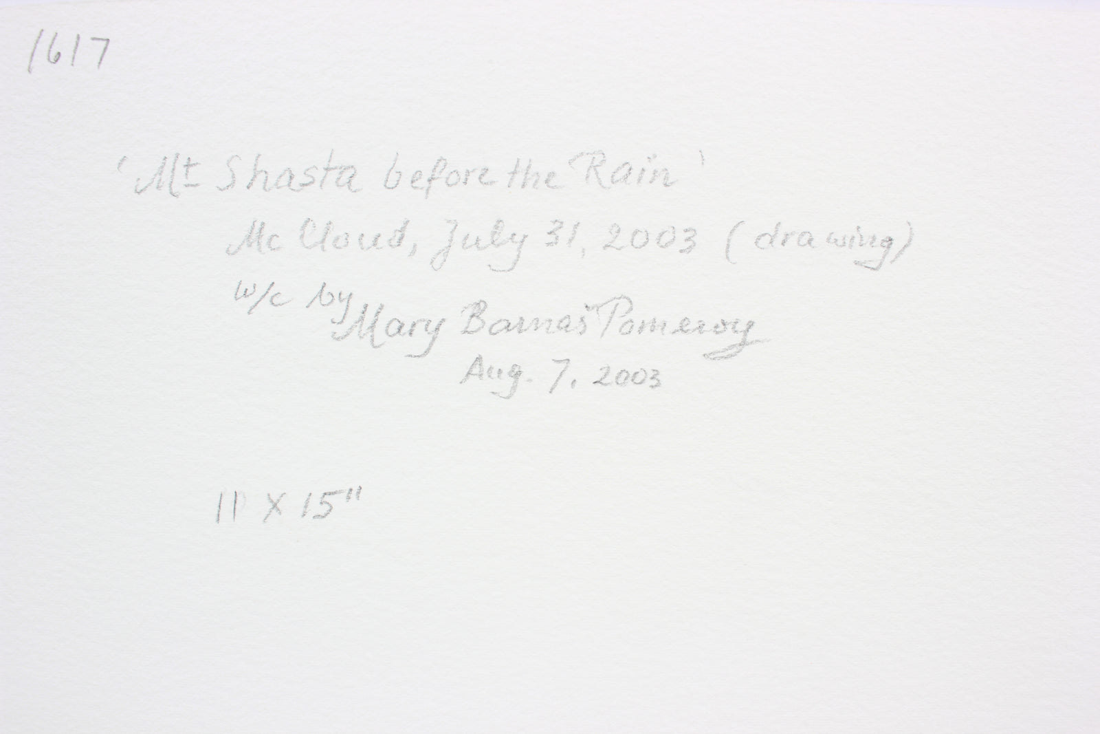 <i>Mount Shasta Before The Rain</i> <br> 2003 Watercolor <br><br>#A7385