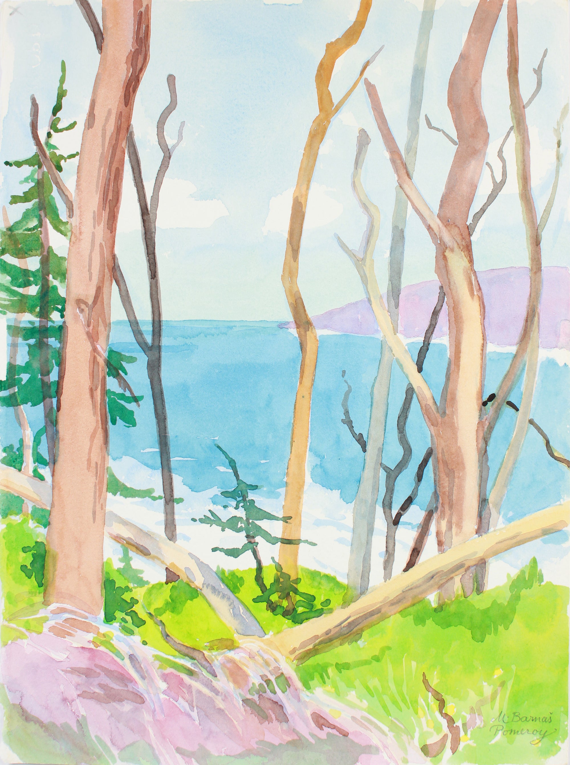 <i>View of Carmel Bay from near Great Dome</i> <br>1999 Watercolor <br><br>#A7387