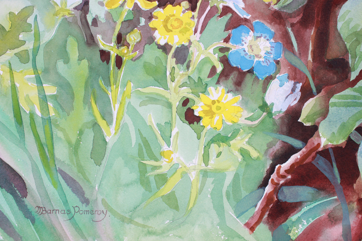 <i>In The Woods (Buttercups & Baby-Blue Eyes) </i><br>Late 20th Century Watercolor <br><br>#A7393