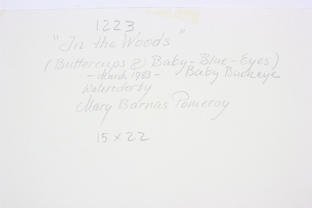 <i>In The Woods (Buttercups & Baby-Blue Eyes) </i><br>Late 20th Century Watercolor <br><br>#A7393