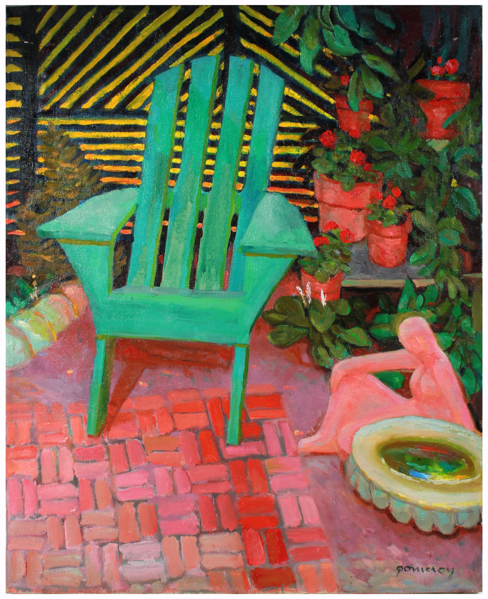 Balcony Still Life <br>Late 20th Century Oil <br><br>#A7417