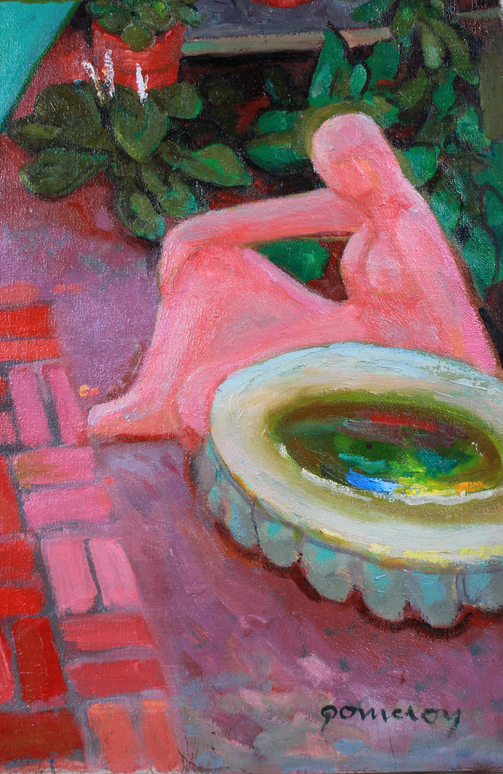 Balcony Still Life <br>Late 20th Century Oil <br><br>#A7417